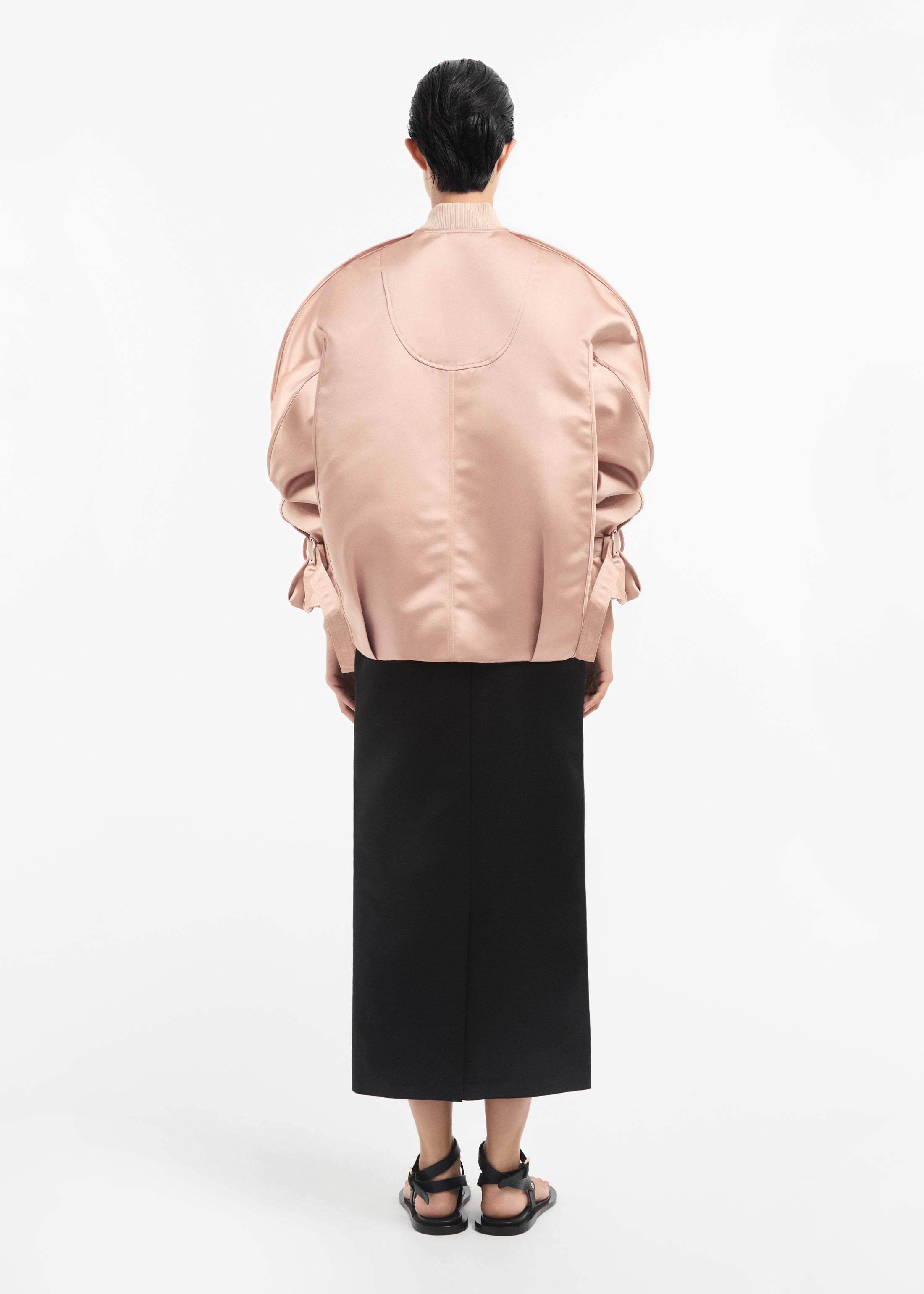 Sports Bomber in Duchess Satin - Champagne