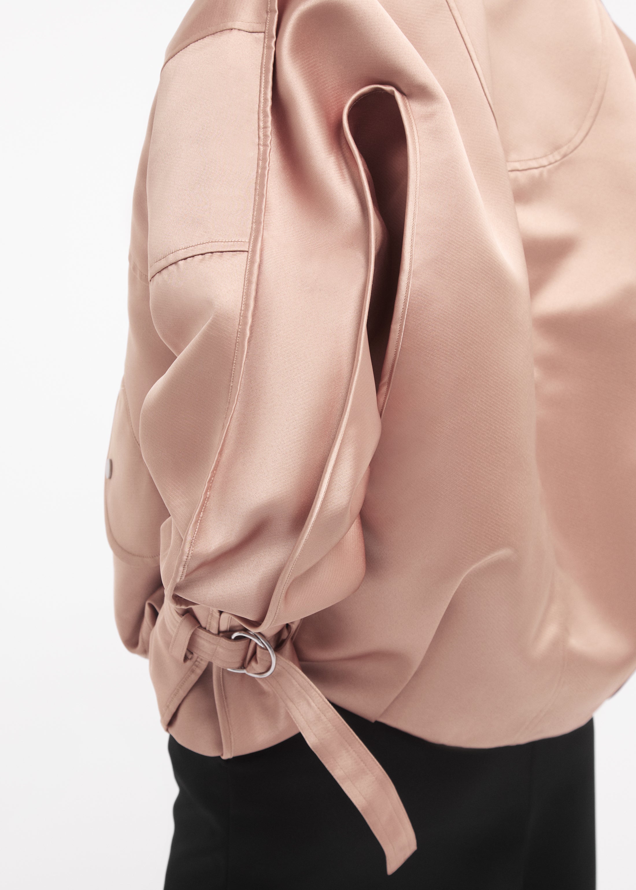 Sports Bomber in Duchess Satin - Champagne