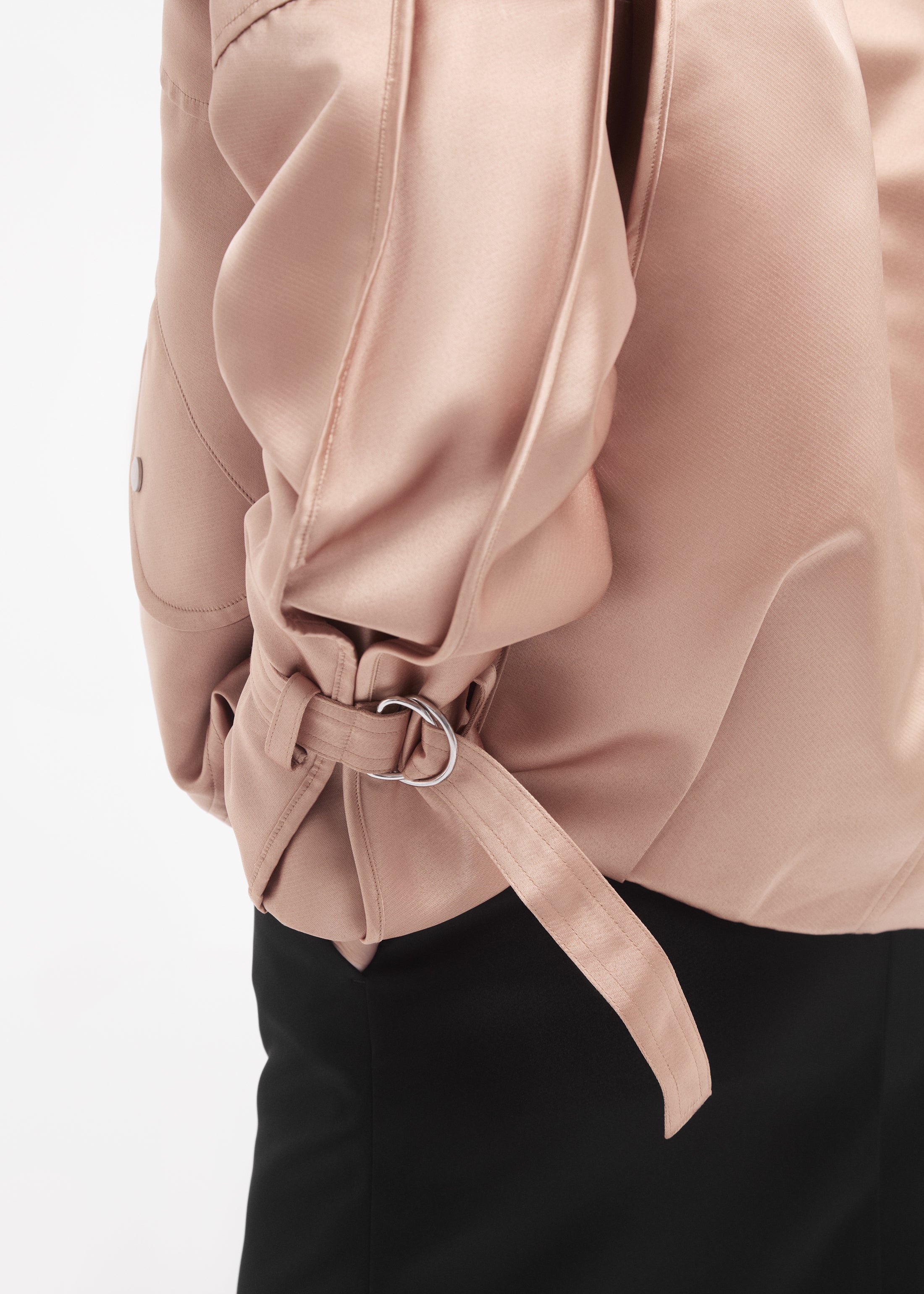 Sports Bomber in Duchess Satin - Champagne