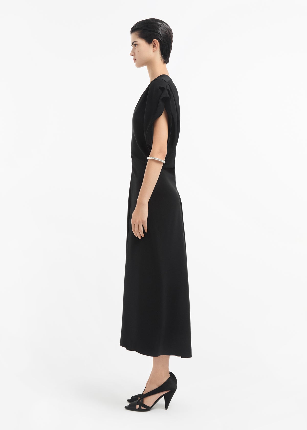 Banana Cut Shift Dress in Viscose - Black, image 5 of 7