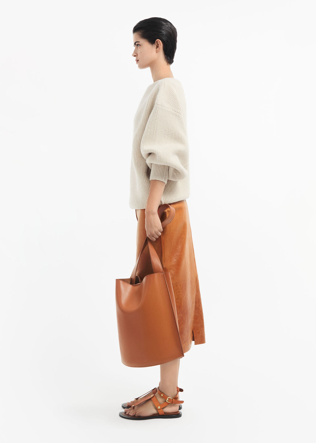 Oversized Boatneck Sweater in Wool Cashmere - Ivory - CO