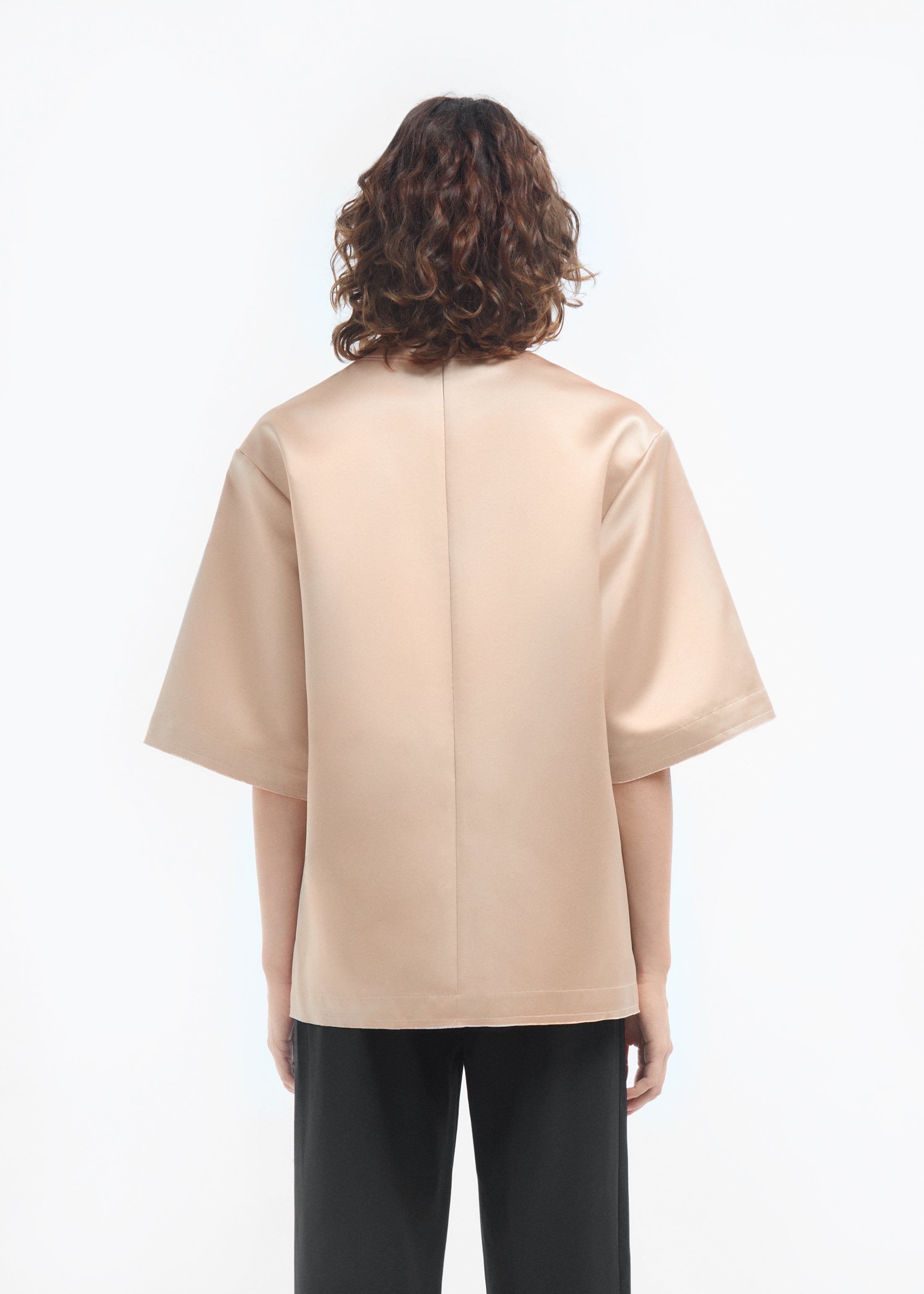 Oversized Shirt in Duchess Satin  - Champagne