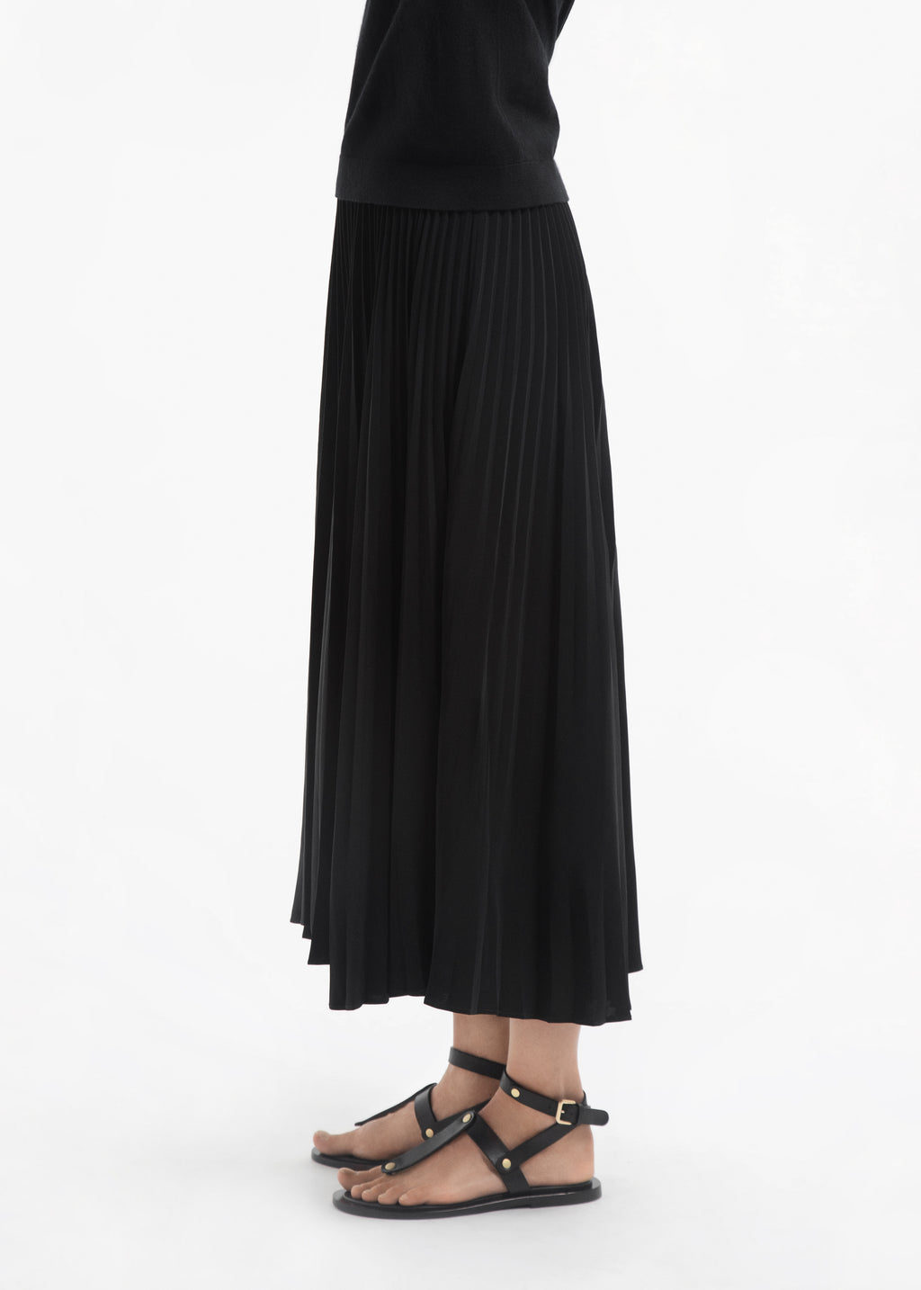 Ankle Wrap Sandal in Calf Skin Leather - Black - CO