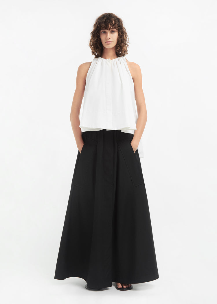 Parachute Skirt in Cotton Poplin - Black, image 1 of 5