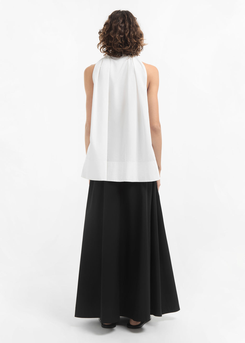 Gathered Tunic Shirt in Cotton Sateen - White - CO