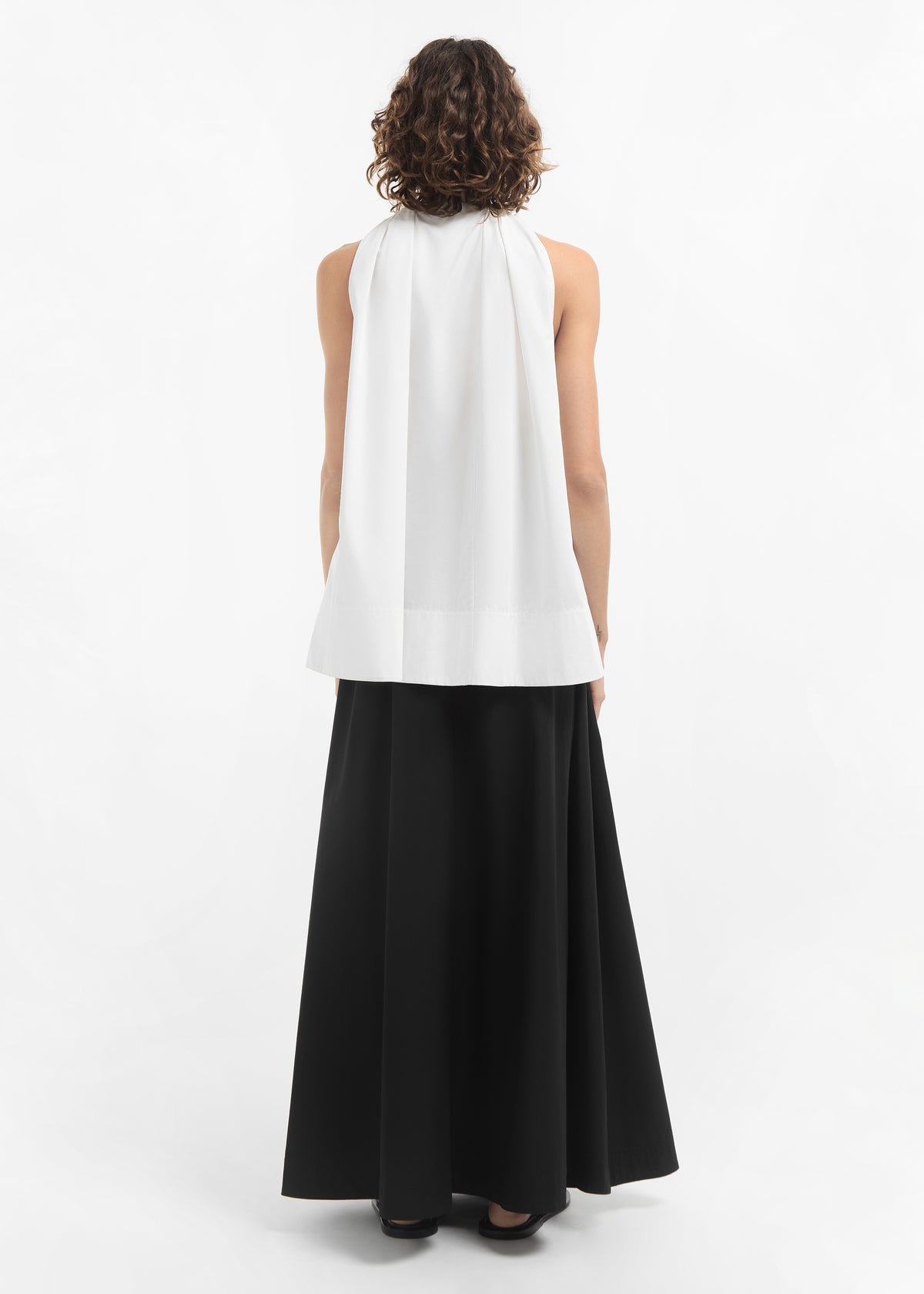 Gathered Tunic Shirt in Cotton Poplin - White, image 3 of 5
