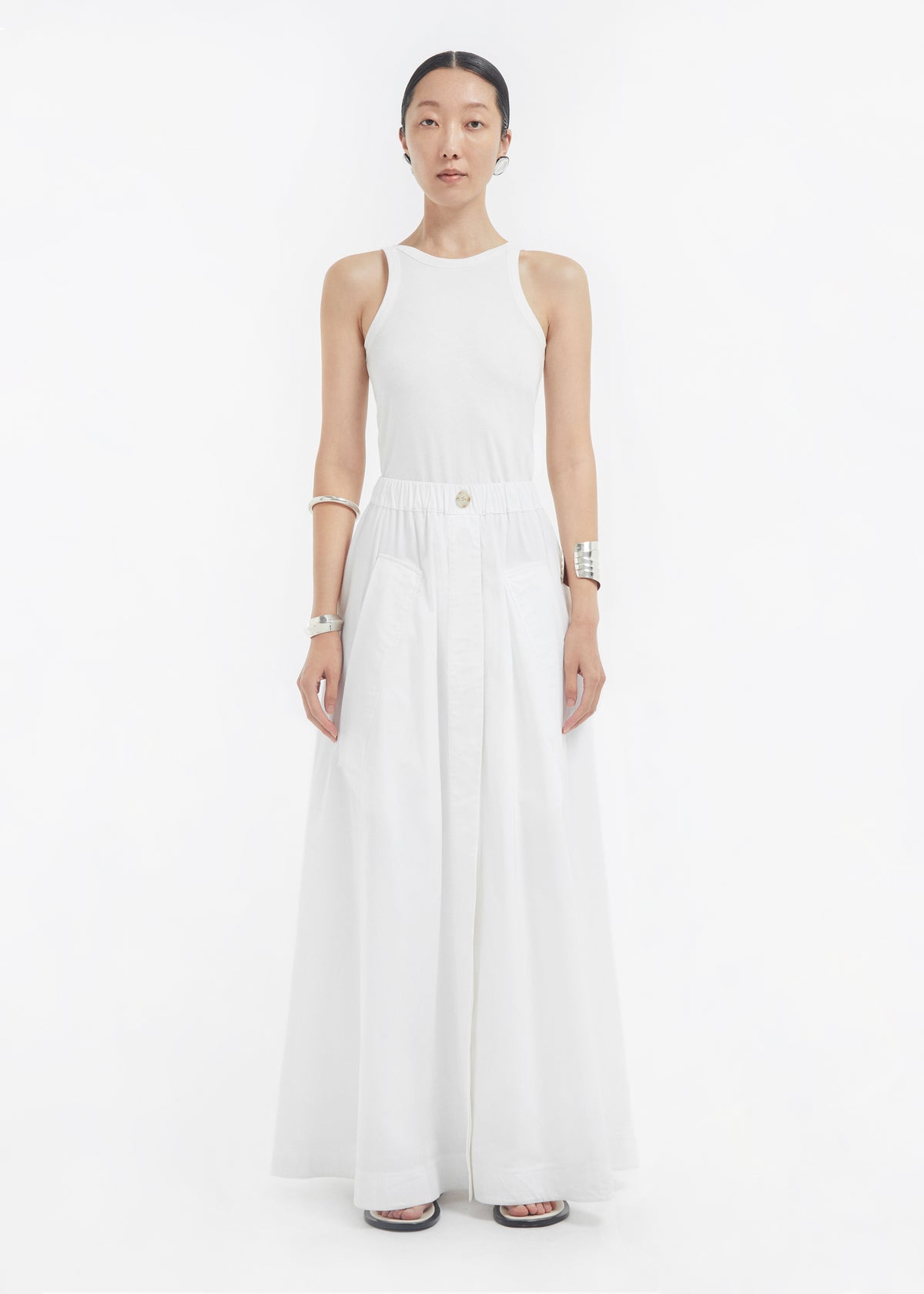 Parachute Skirt in Cotton Poplin - White, image 1 of 7