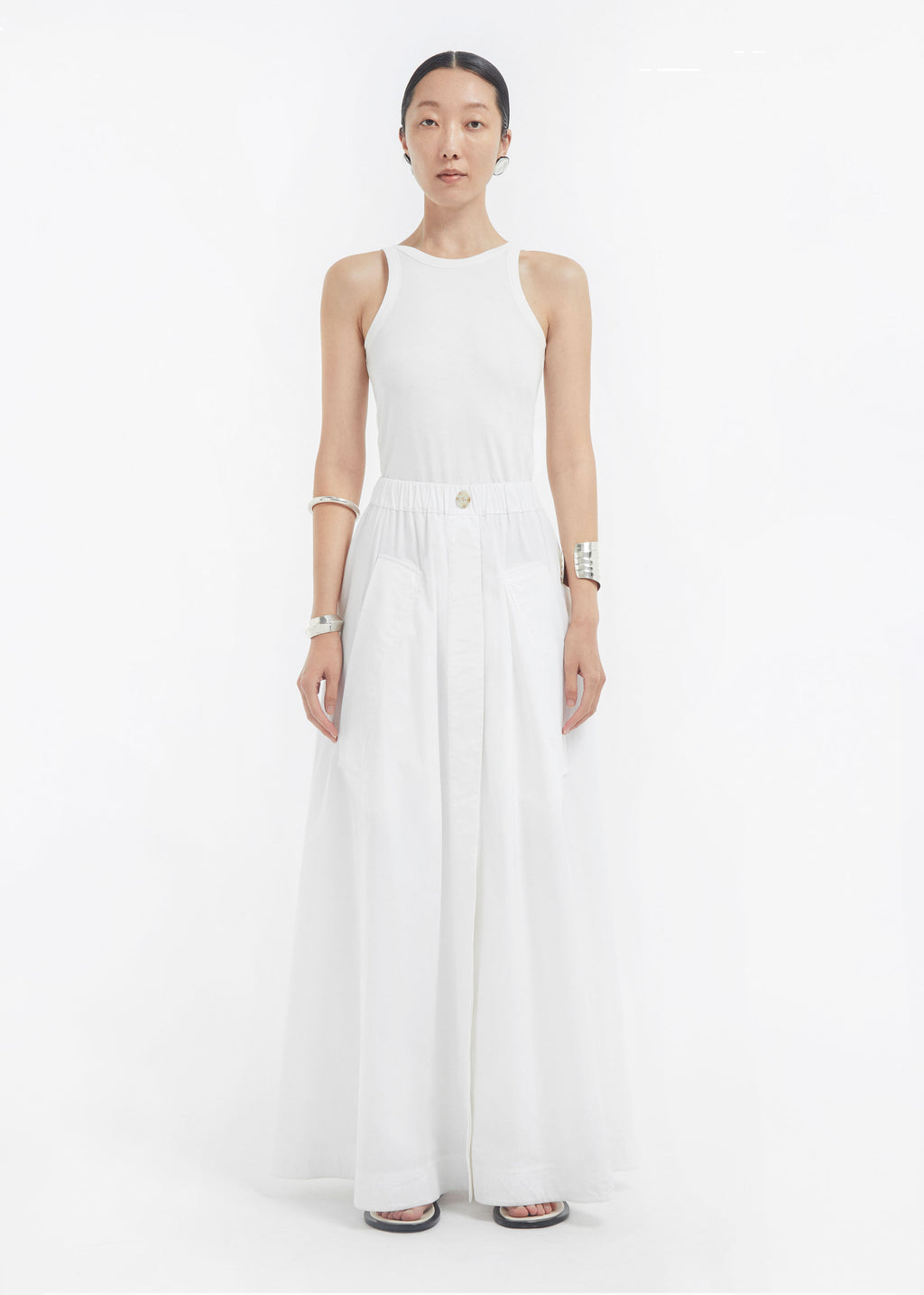 Parachute Skirt in Cotton Sateen - White - CO