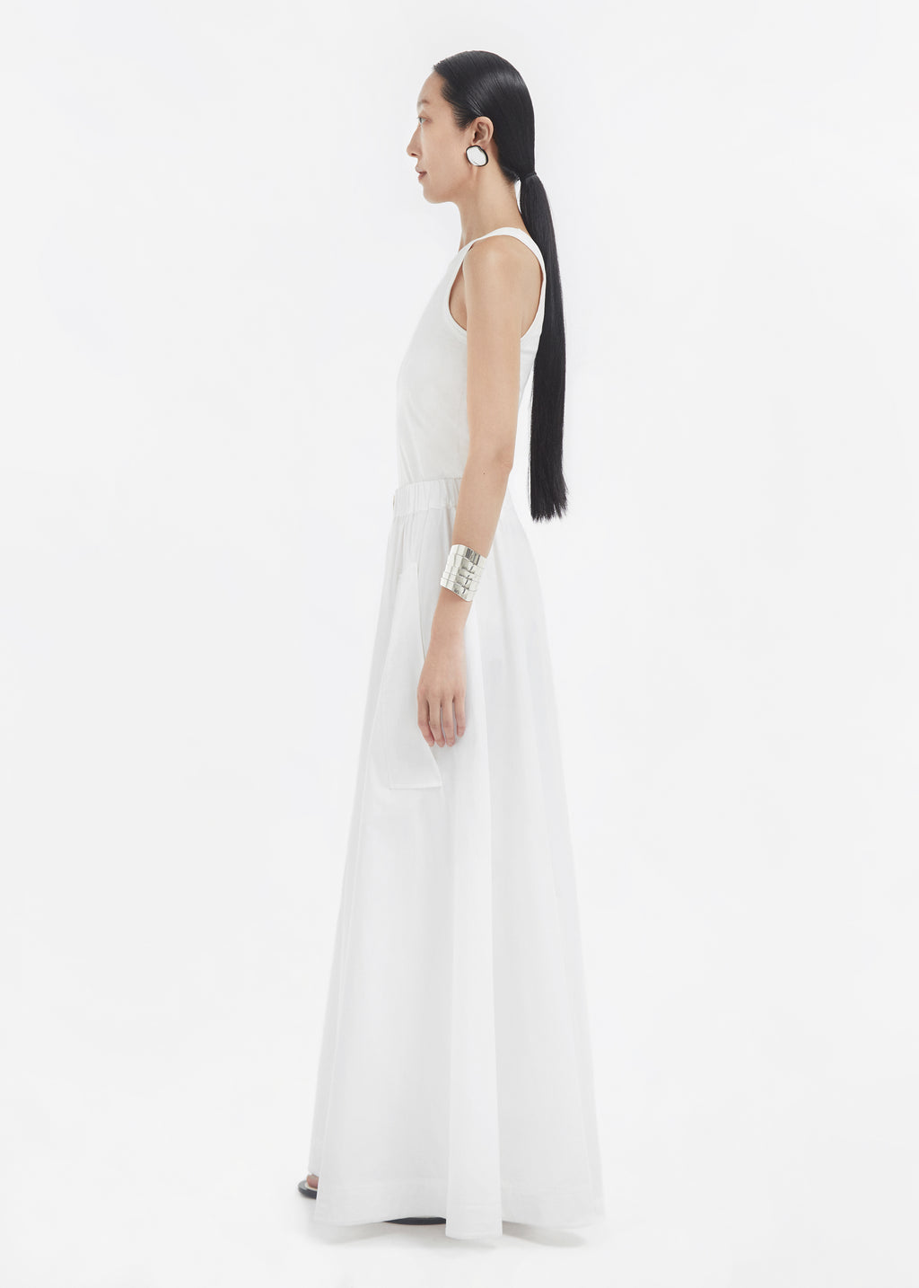 Parachute Skirt in Cotton Sateen - White - CO