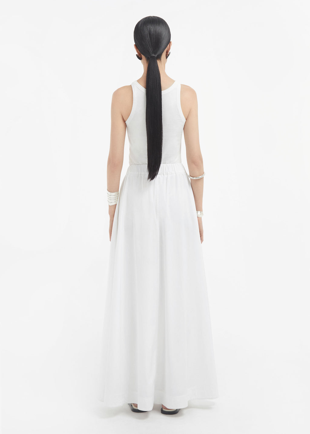 Parachute Skirt in Cotton Sateen - White - CO