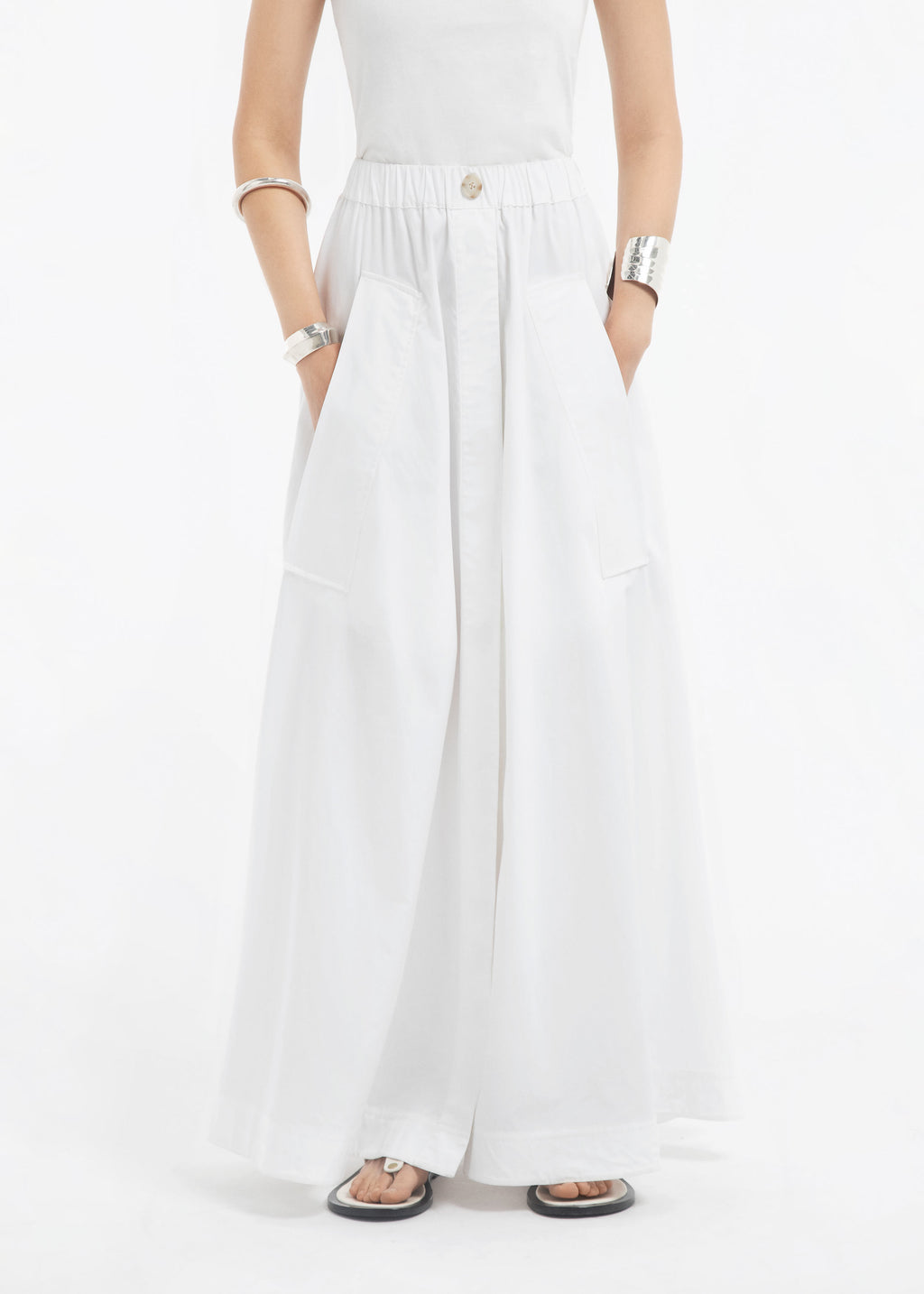 Parachute Skirt in Cotton Sateen - White - CO