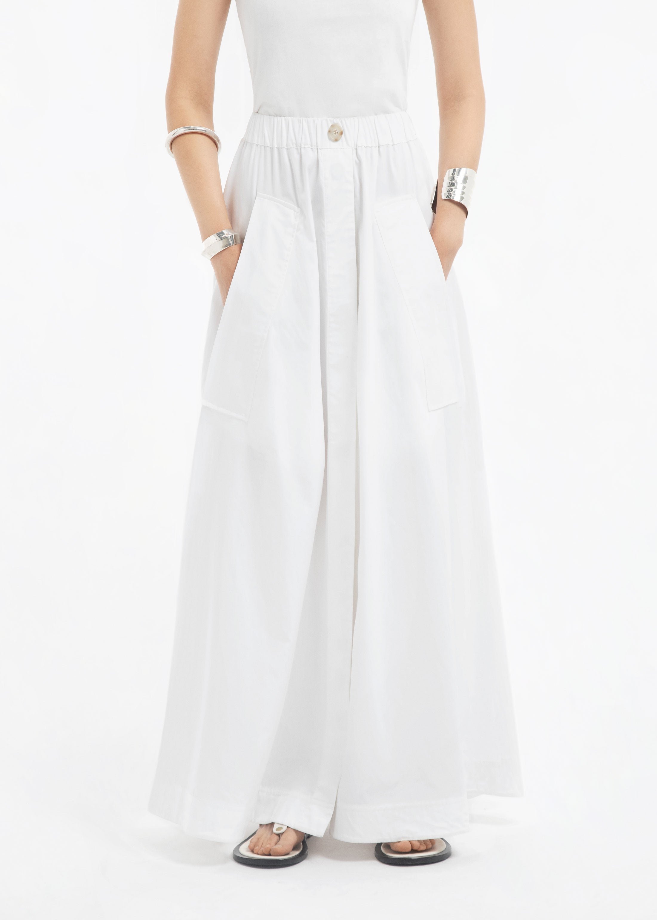 Parachute Skirt in Cotton Sateen - White