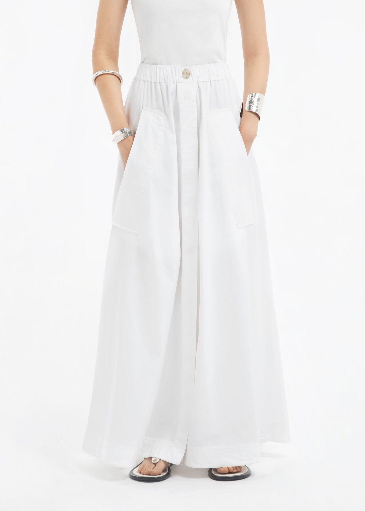 Parachute Skirt in Cotton Poplin - White, image 2 of 7