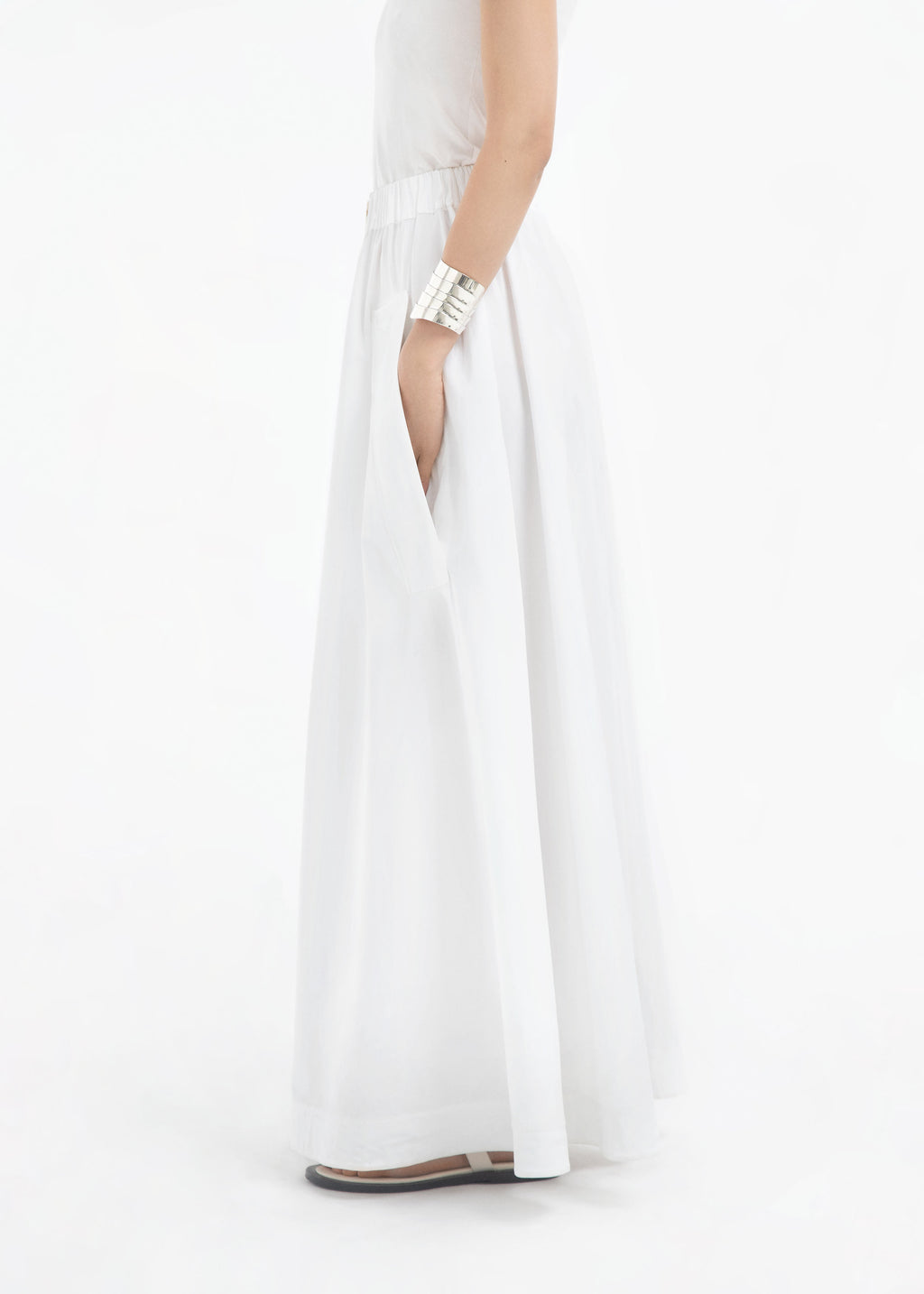 Parachute Skirt in Cotton Sateen - White - CO