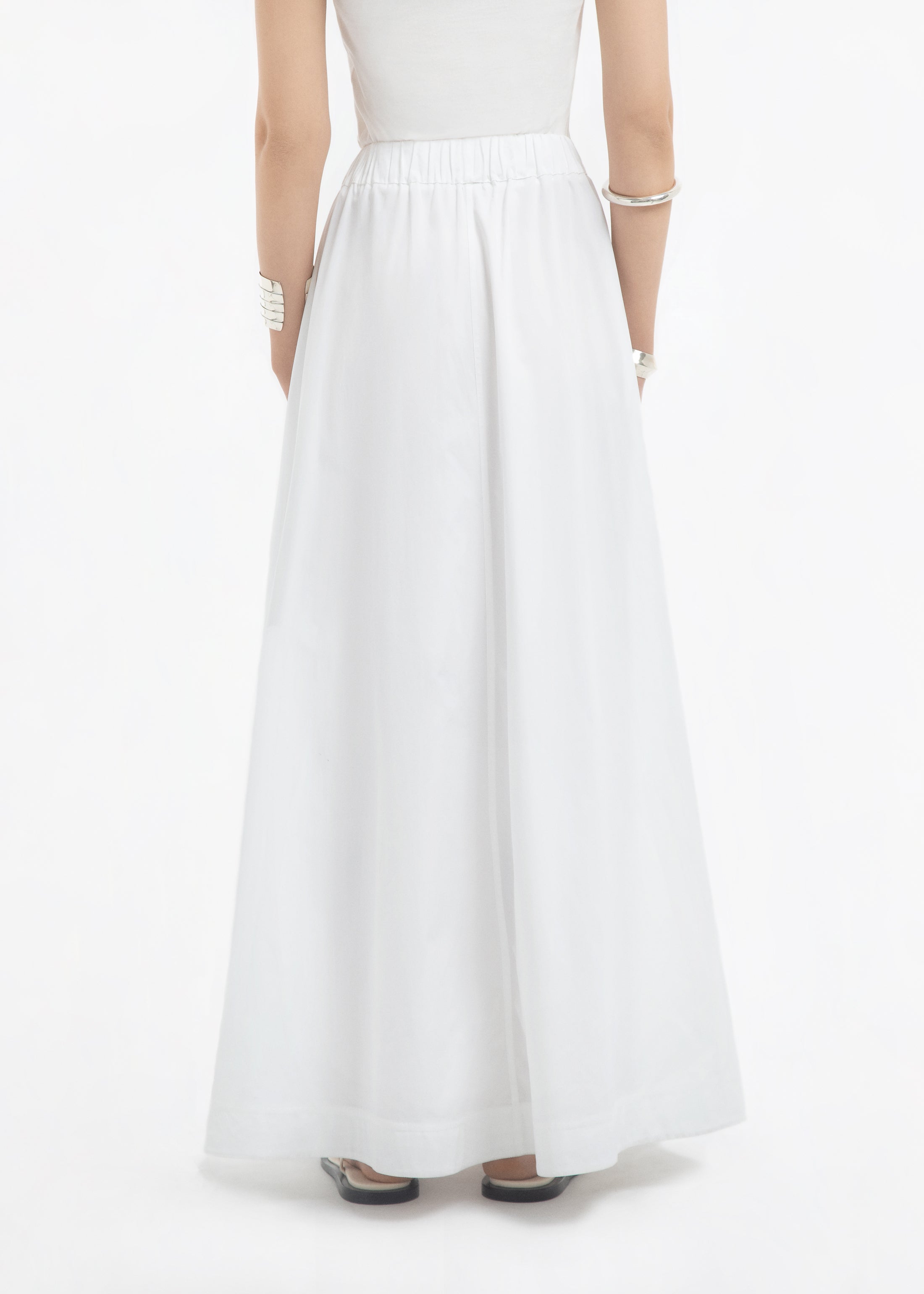Parachute Skirt in Cotton Sateen - White