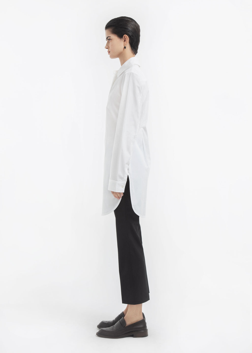 Cinched Button Down in Cotton Sateen - White - CO