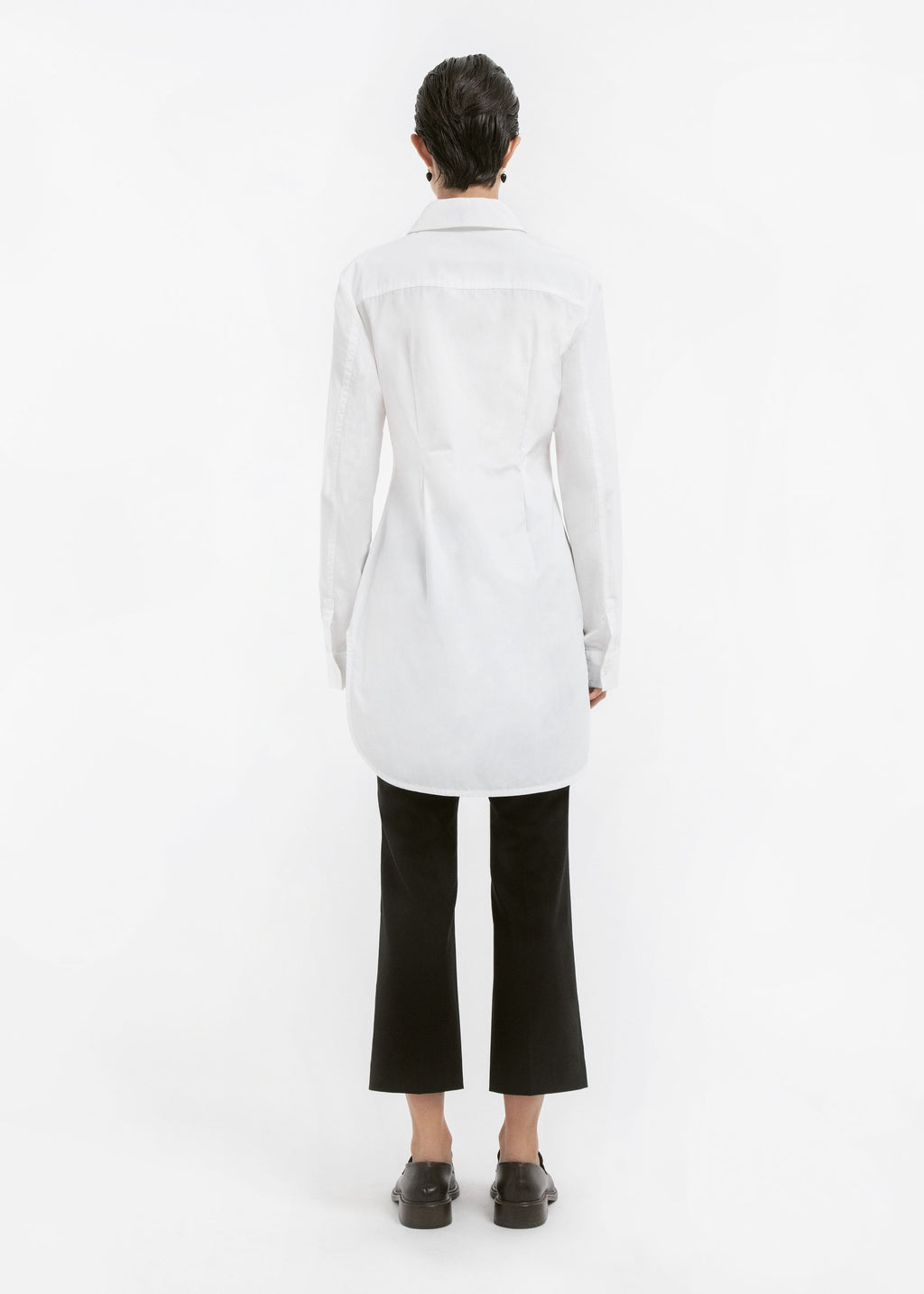 Cinched Button Down in Cotton Sateen - White - CO