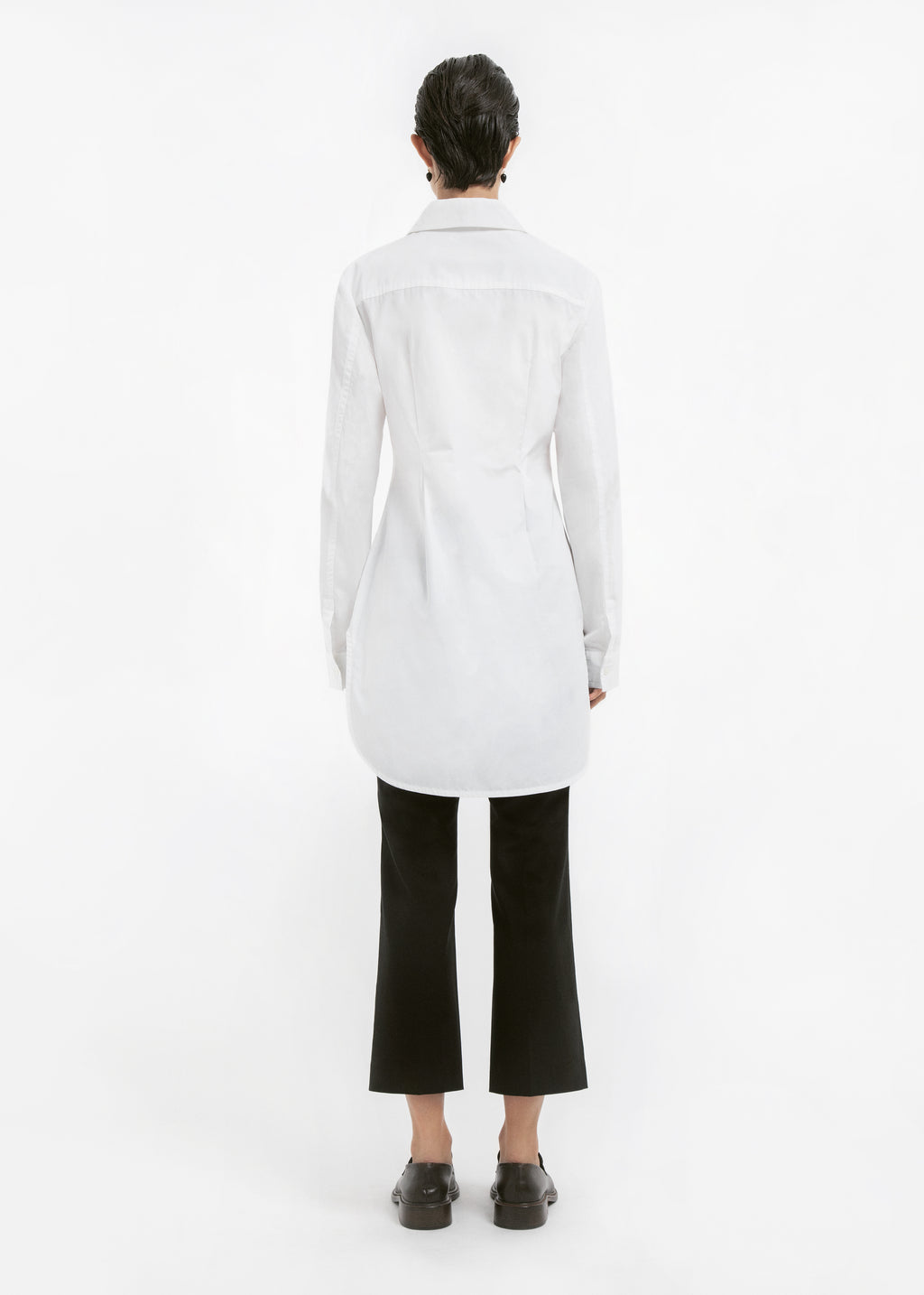 Cinched Button Down in Cotton Sateen - White - CO