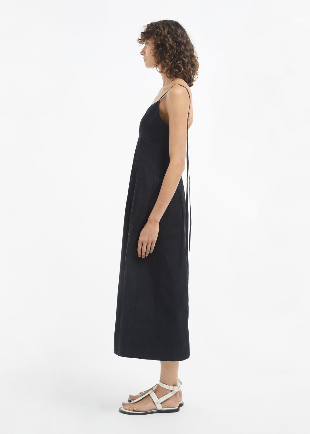 Bustier Midi Dress in Cotton Sateen - Black - CO