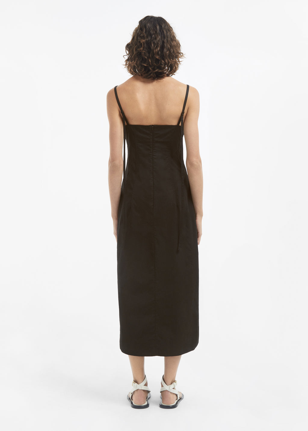 Bustier Midi Dress in Cotton Sateen - Black - CO