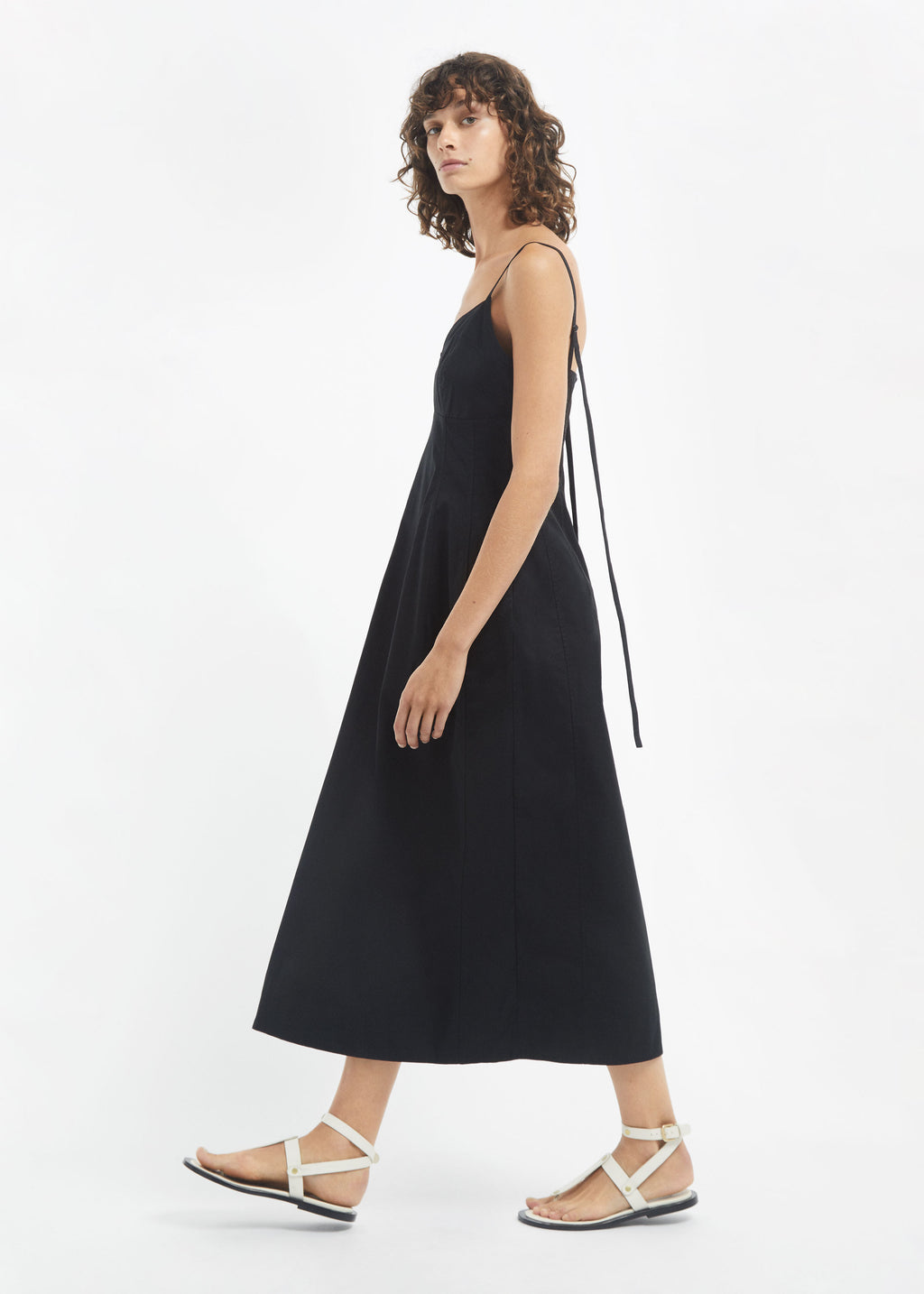 Bustier Midi Dress in Cotton Sateen - Black - CO