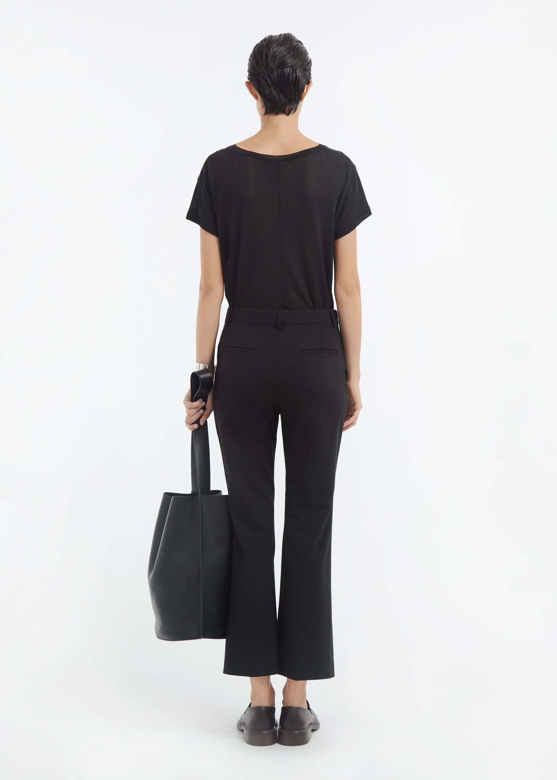 Crewneck Short Sleeve T-Shirt in Cotton - Black