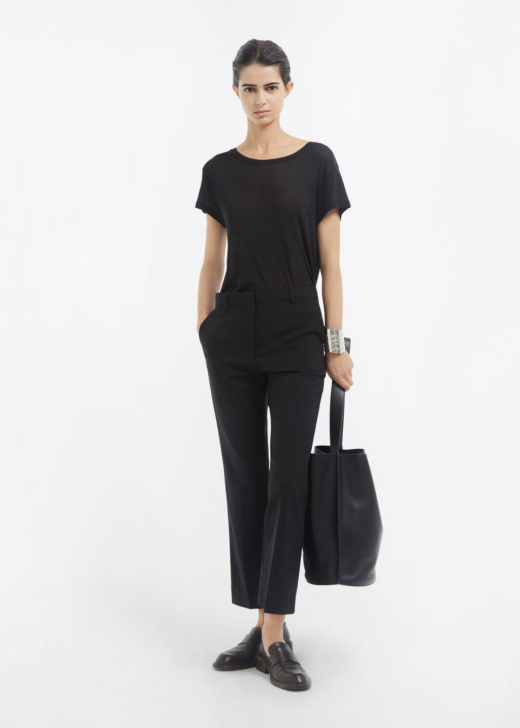 Crewneck Short Sleeve T-Shirt in Cotton - Black - CO