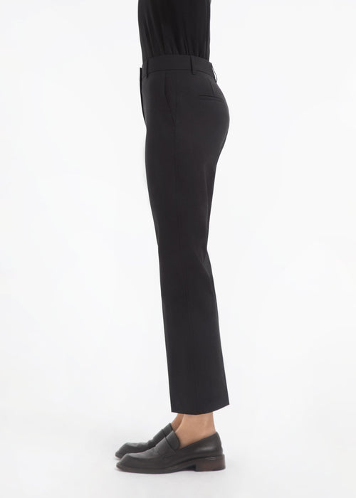 Cropped Cigarette Trouser in Virgin Wool - Black, image 4 of 5