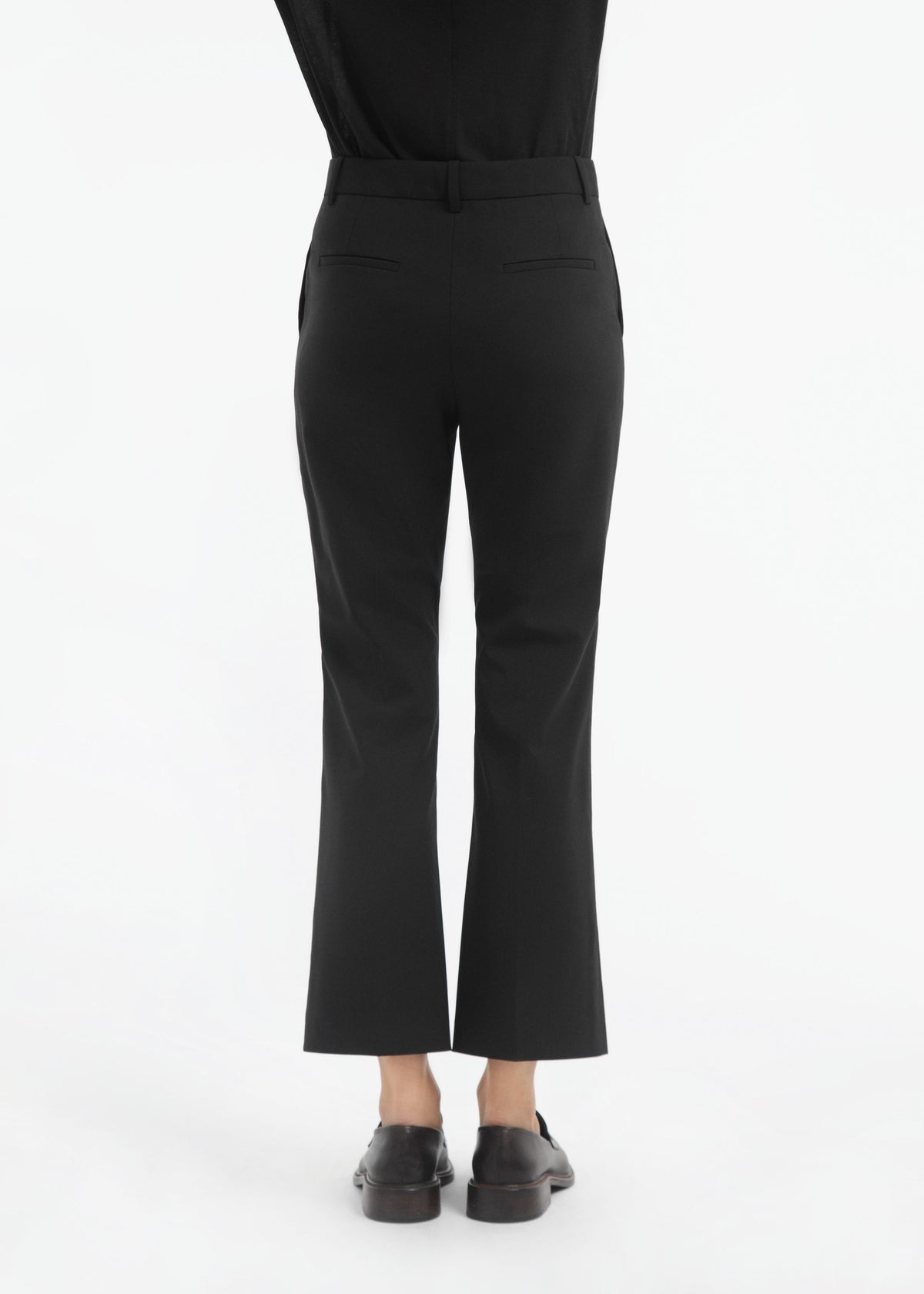 Cropped Cigarette Trouser in Virgin Wool - Black, image 3 of 5