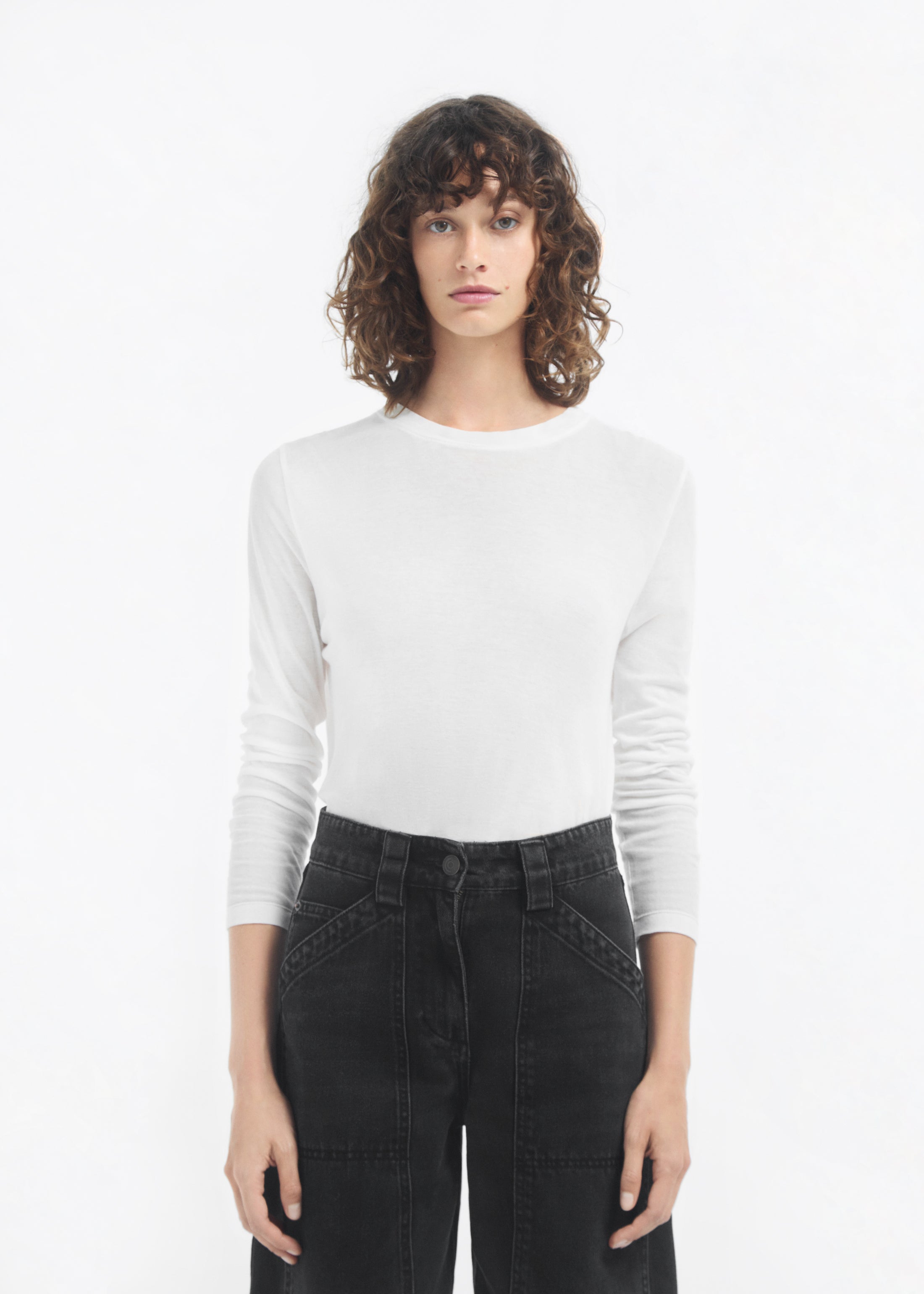 Crewneck Long Sleeve in Cotton - Ivory