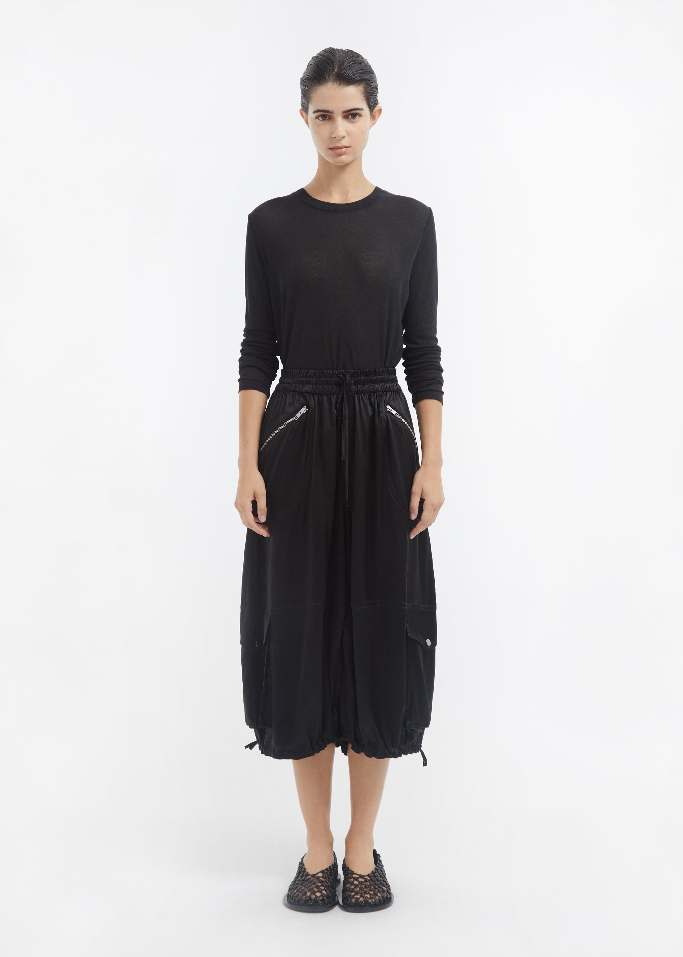 Braies Pant in Silk Charmeuse - Black