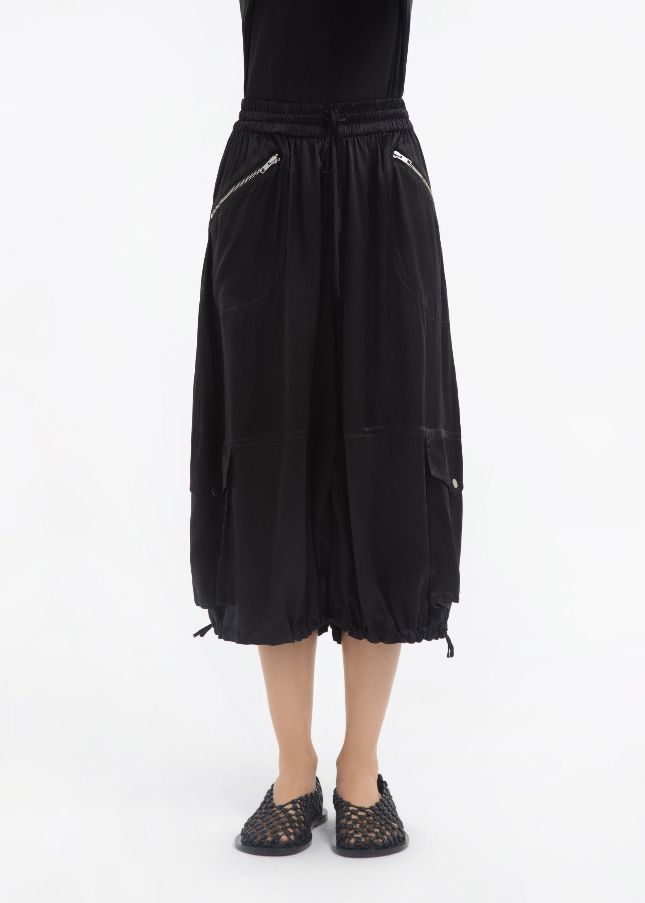 Braies Pant in Silk Charmeuse - Black