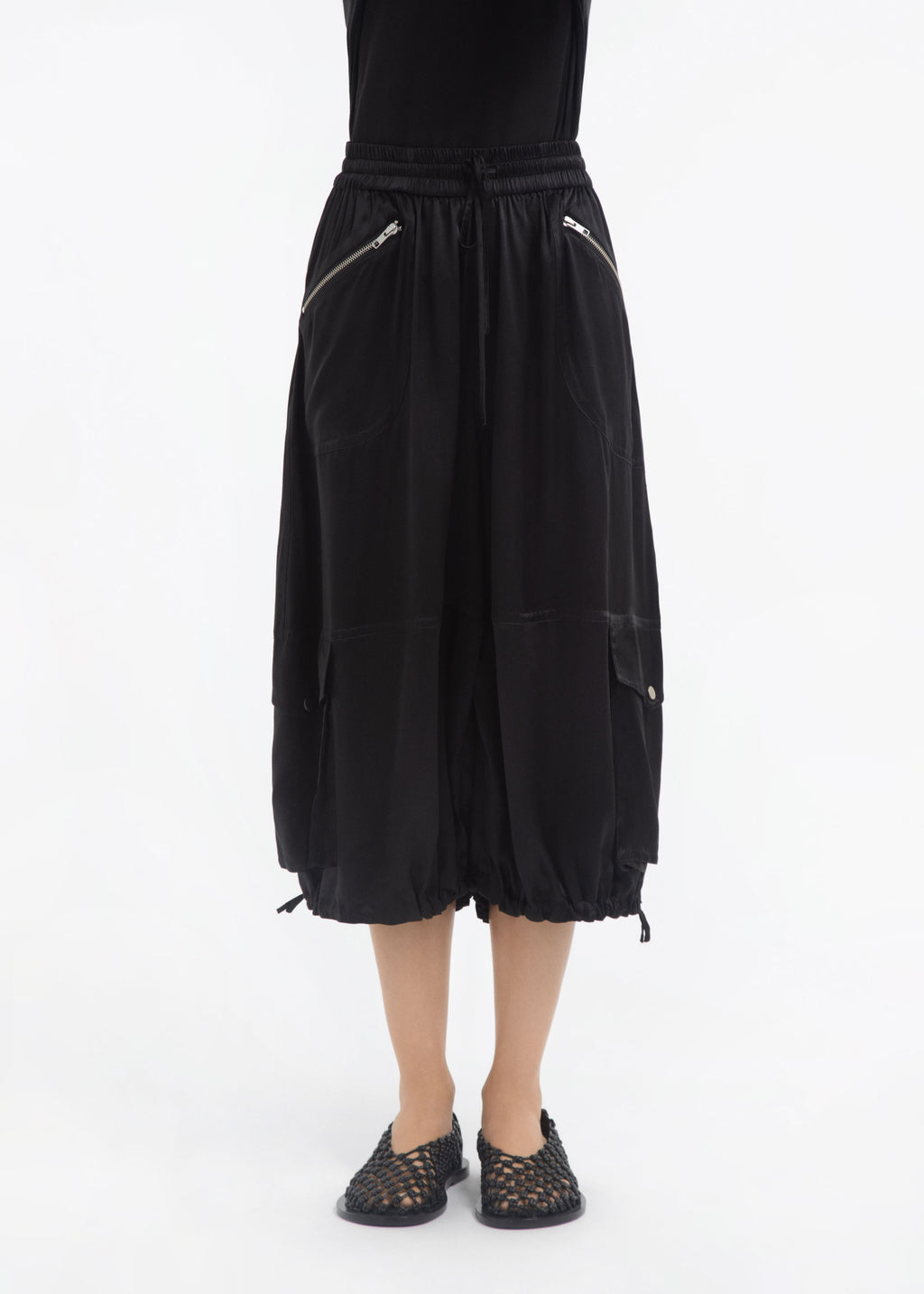 Braies Pant in Silk Charmeuse - Black - CO
