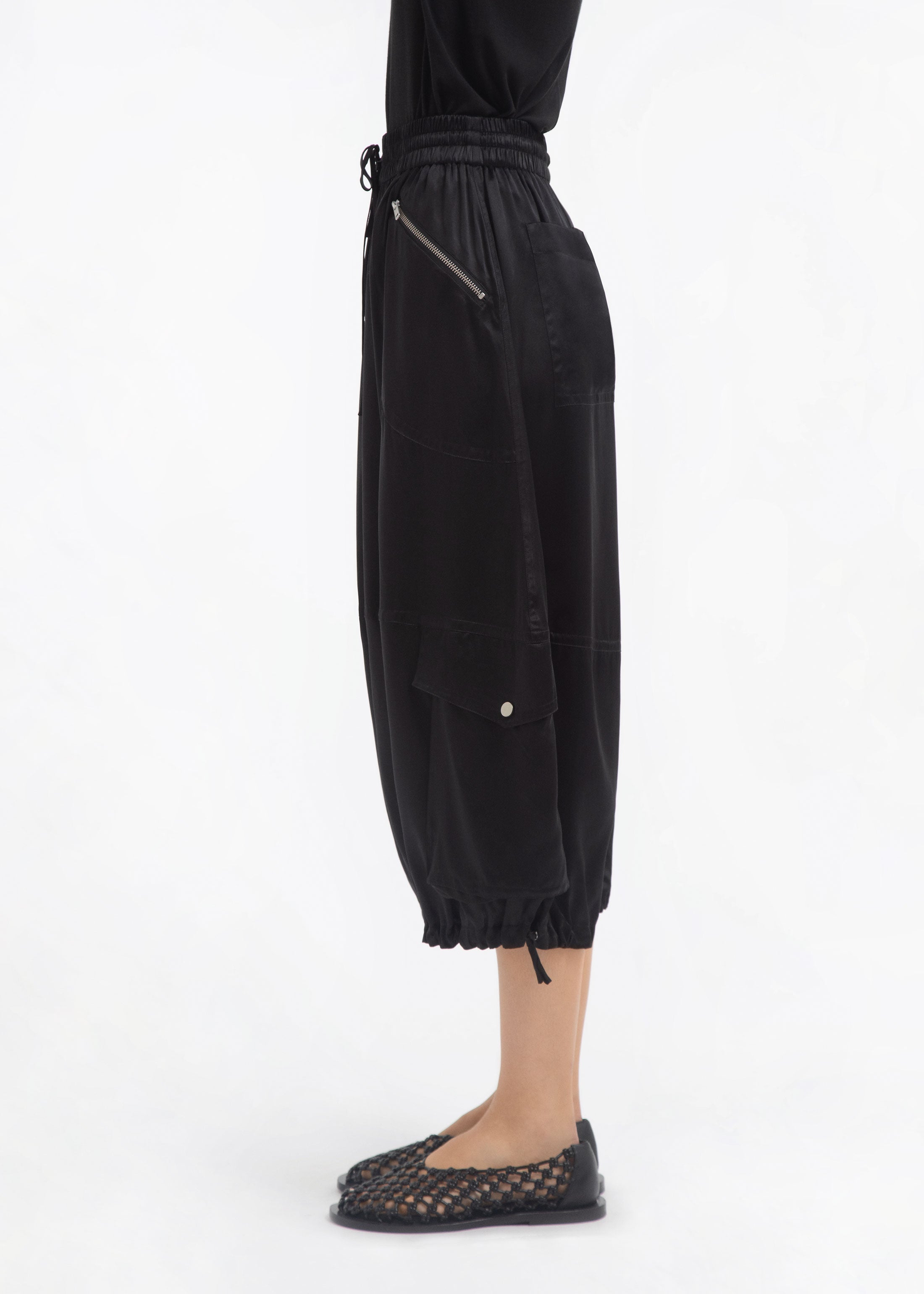 Braies Pant in Silk Charmeuse - Black