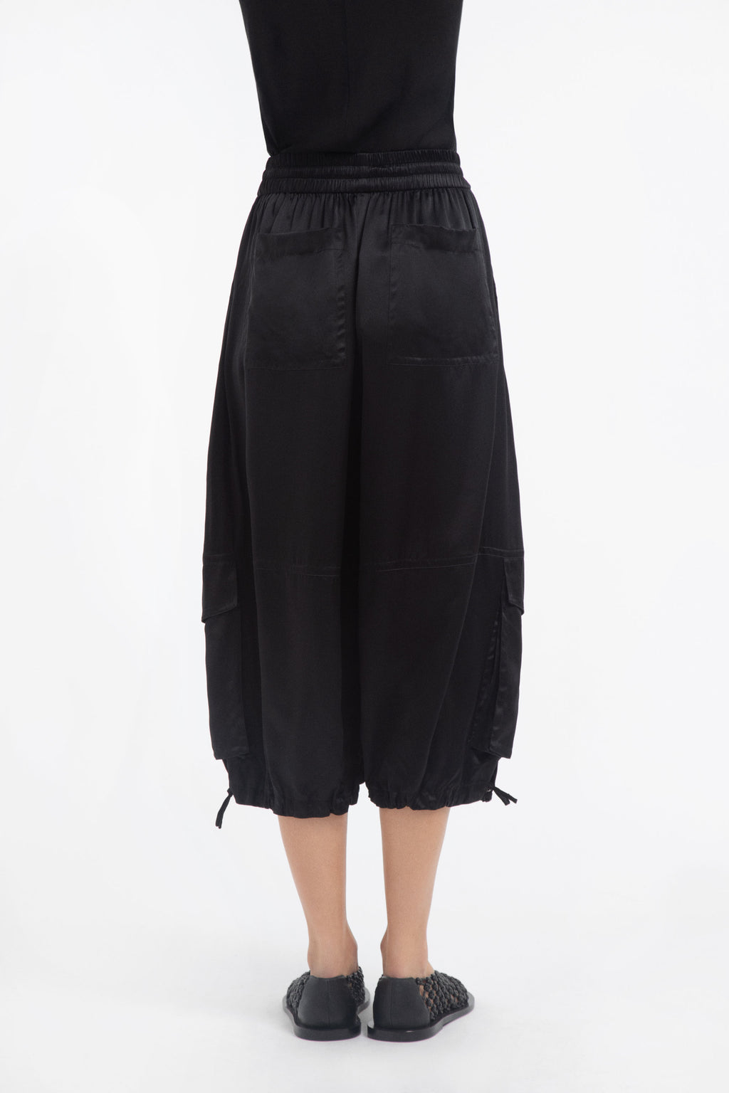 Braies Pant in Silk Charmeuse - Black - CO