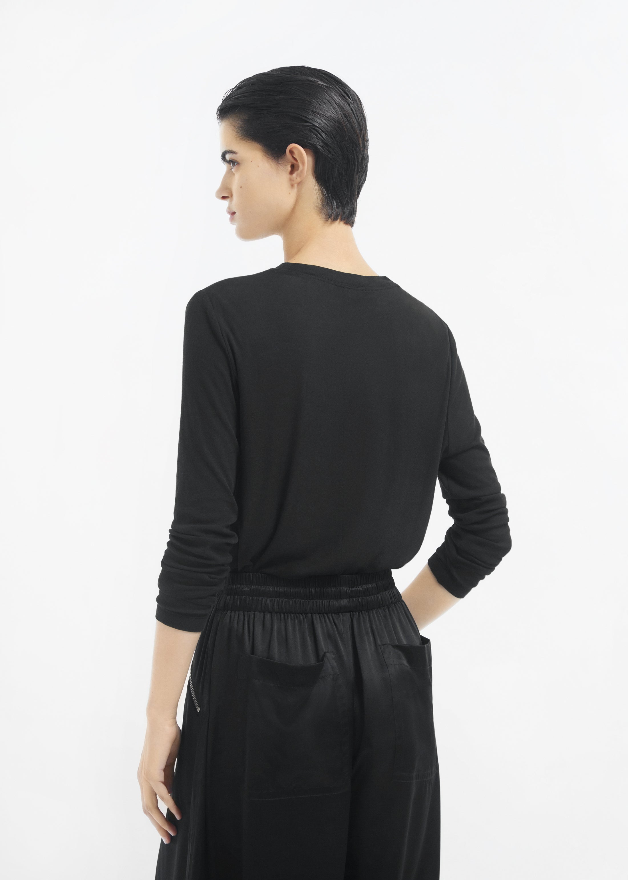 Crewneck Long Sleeve in Cotton - Black