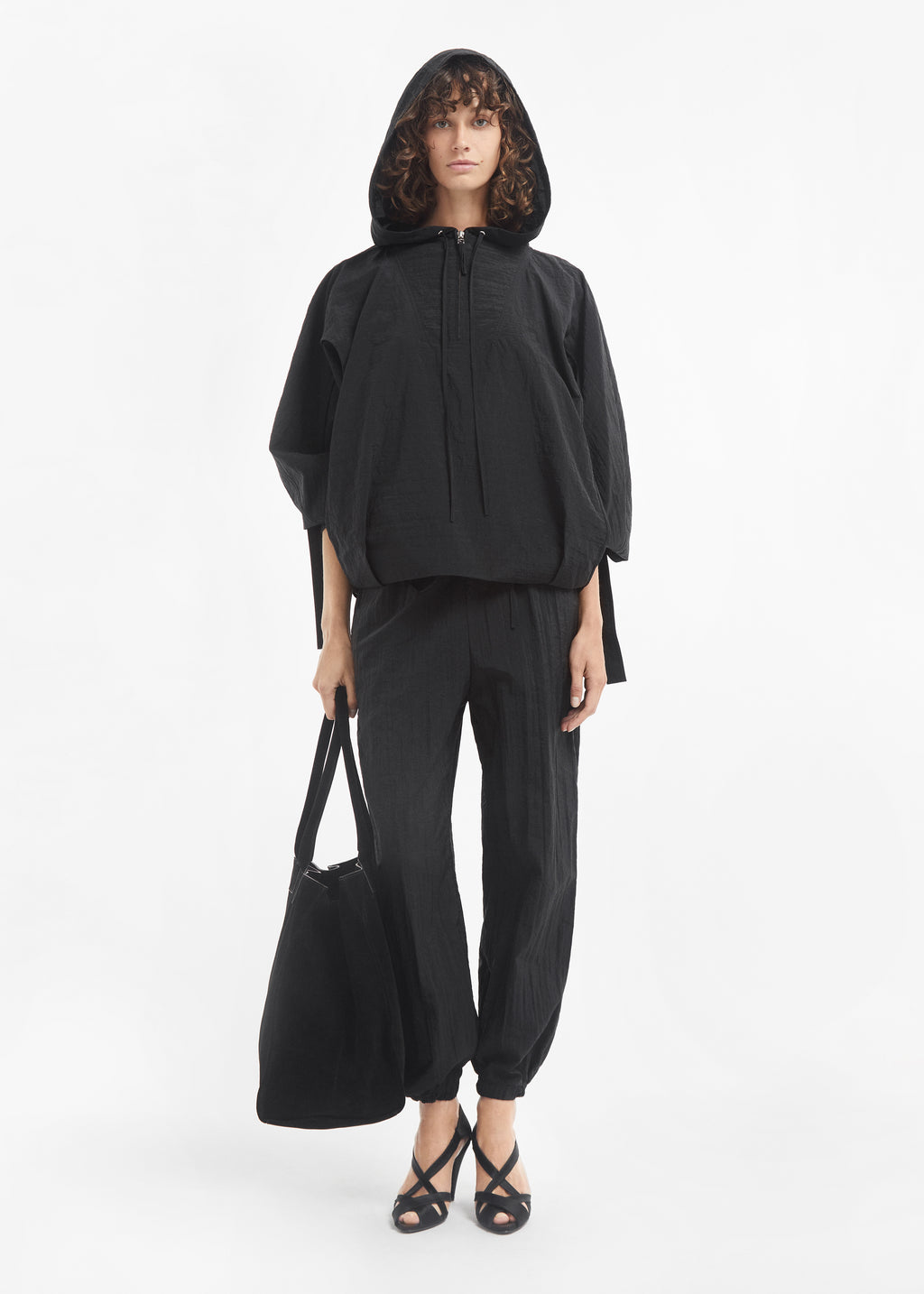 Large Tote Bag in Suede - Black - CO