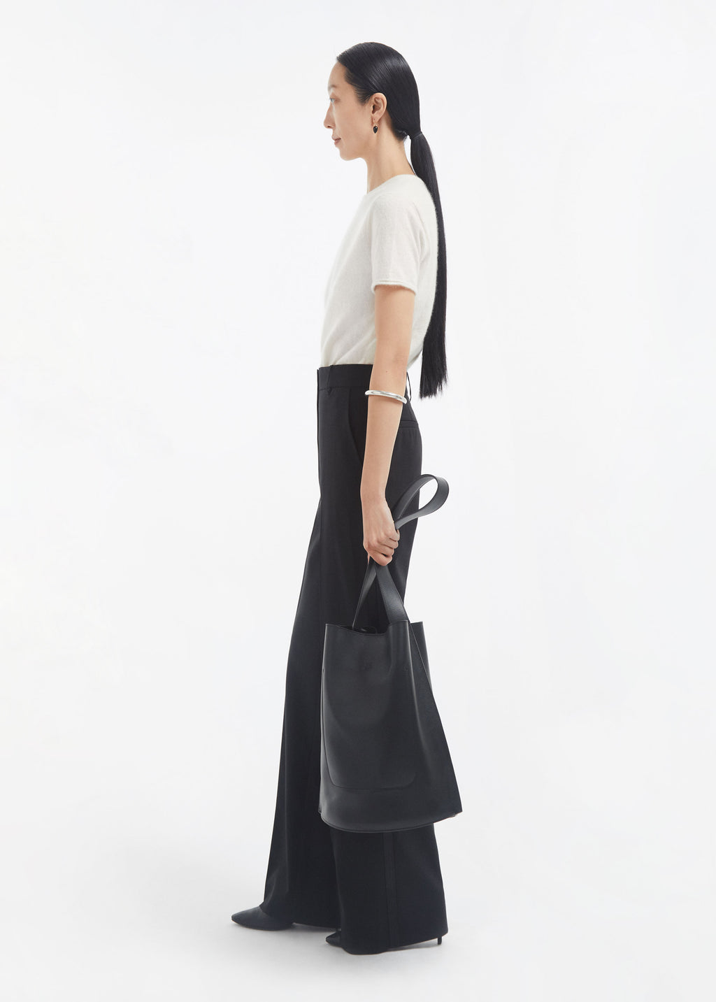 Short Sleeve T-Shirt in Silk Cashmere - Ivory - CO