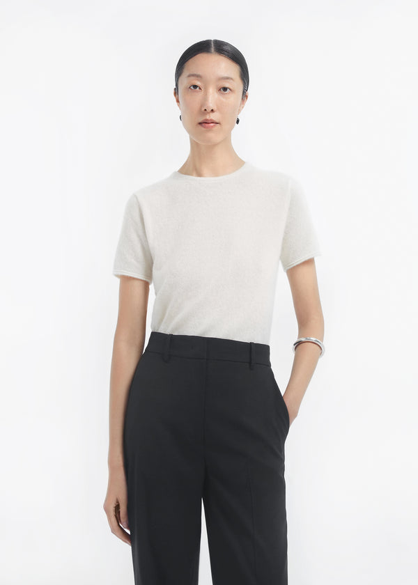 Short Sleeve T-Shirt in Cashmere Silk - Ivory - CO