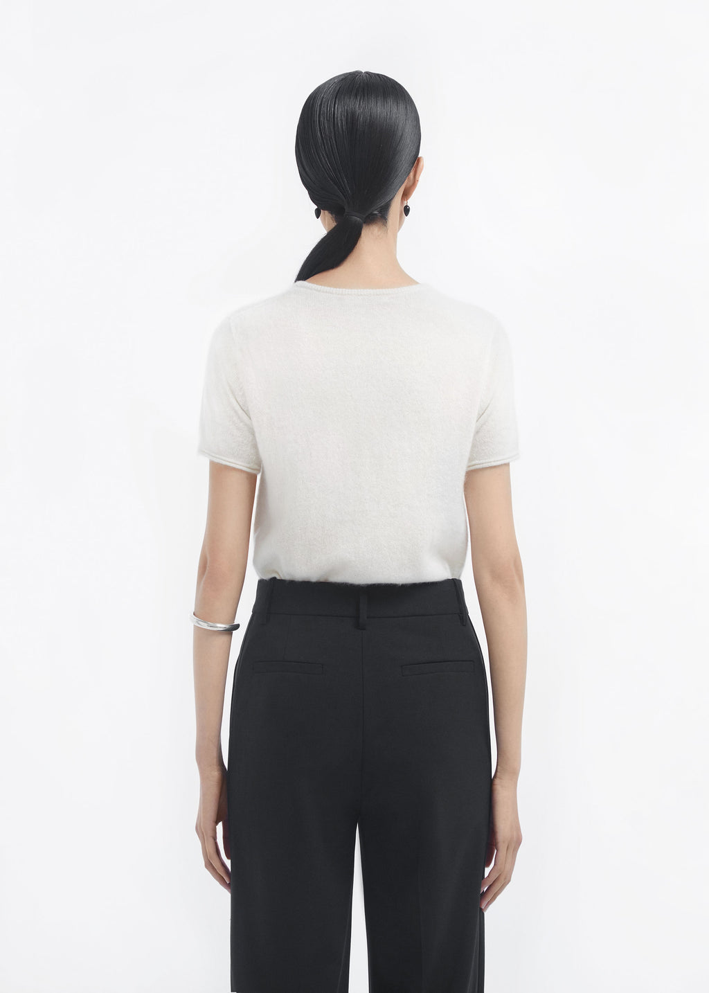 Short Sleeve T-Shirt in Silk Cashmere - Ivory - CO