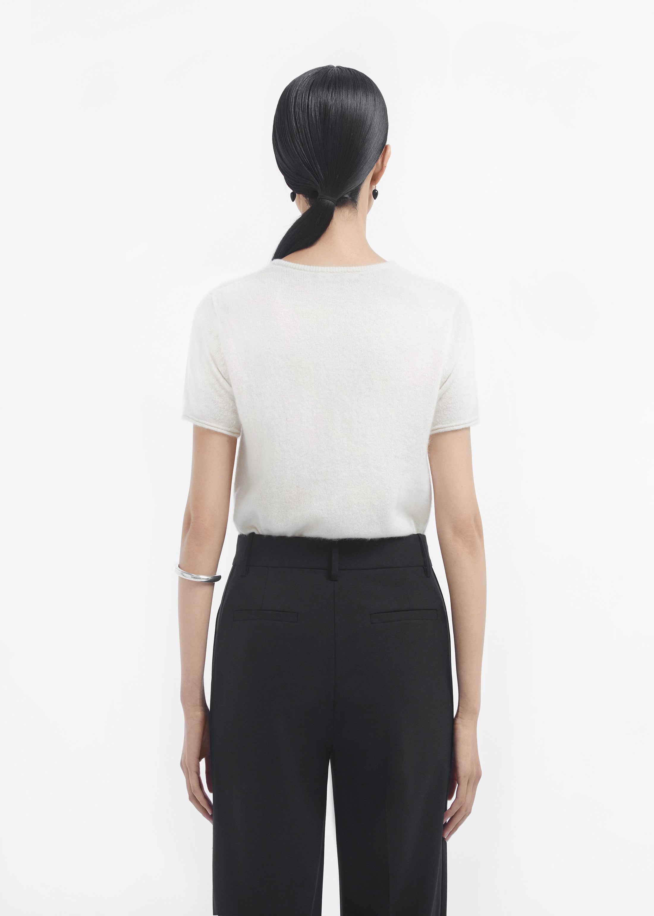 Short Sleeve T-Shirt in Cashmere Silk - Ivory