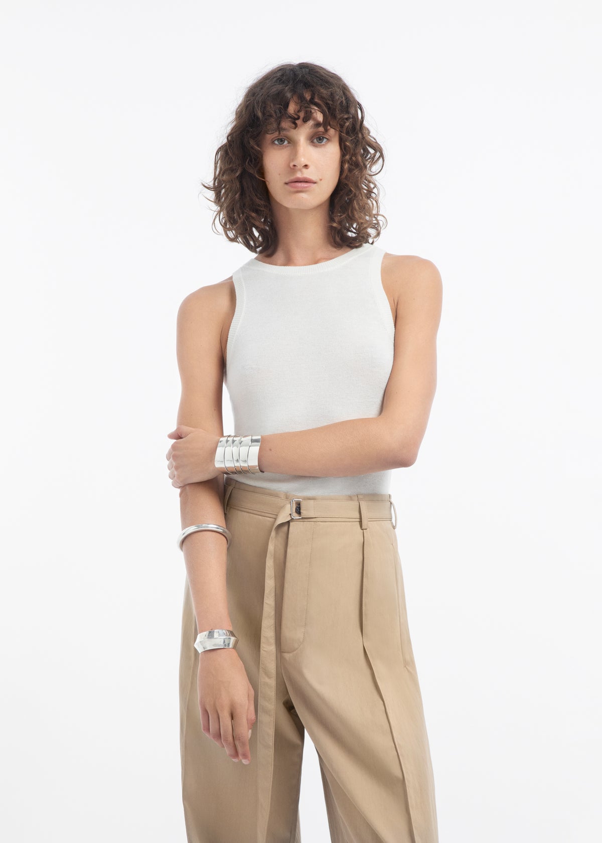 Tank Top in Fine Cashmere - Ivory, image 3 of 5