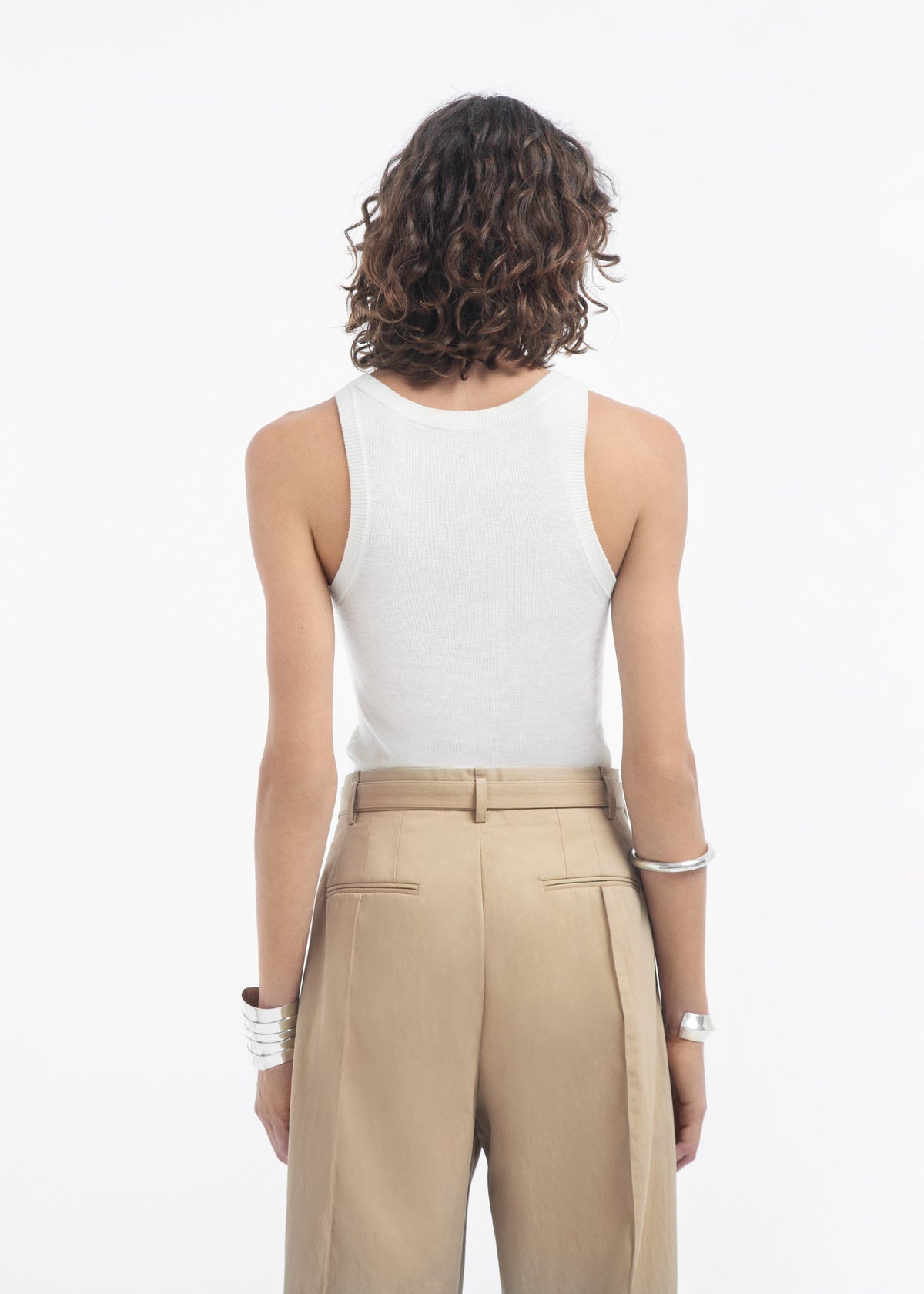 Tank Top in Fine Cashmere - Ivory, image 2 of 5