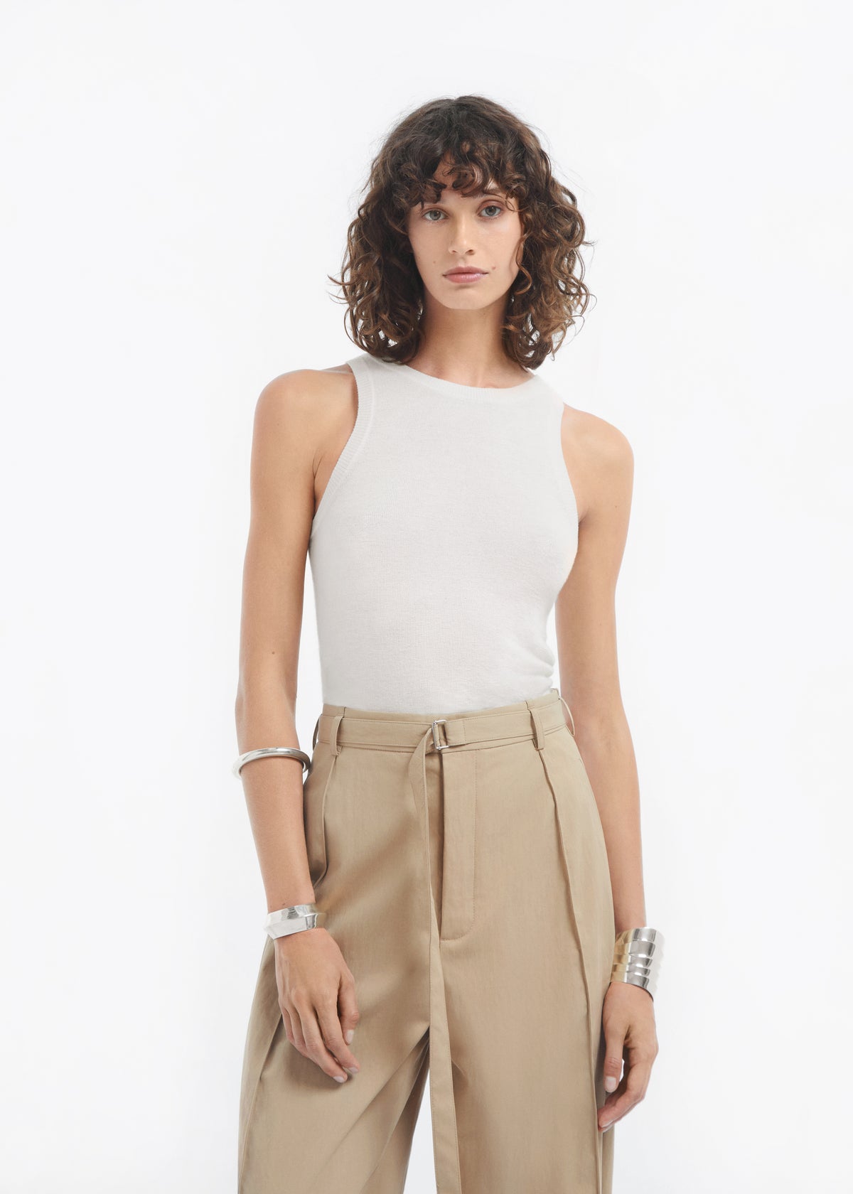 Tank Top in Fine Cashmere - Ivory, image 1 of 5