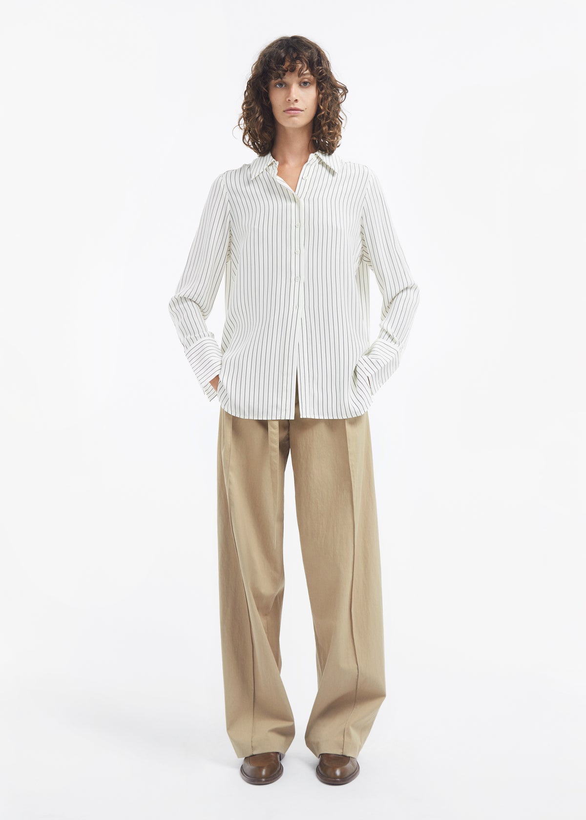 Button Down Shirt in Silk - Stripe, image 5 of 7