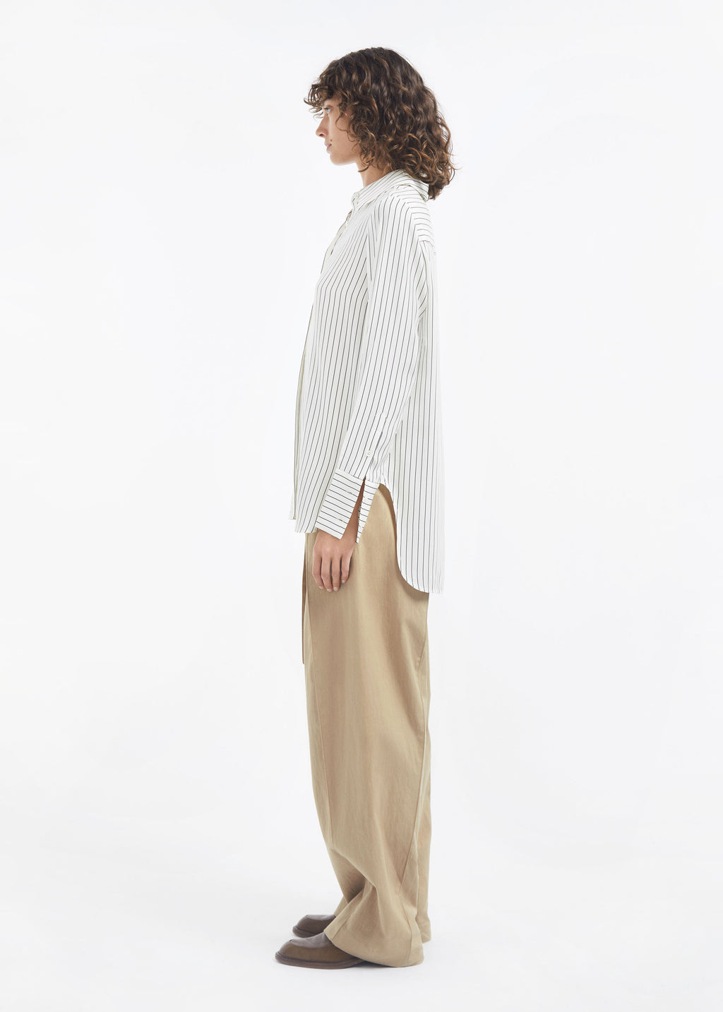 Collared Shirt in Silk - Stripe - CO