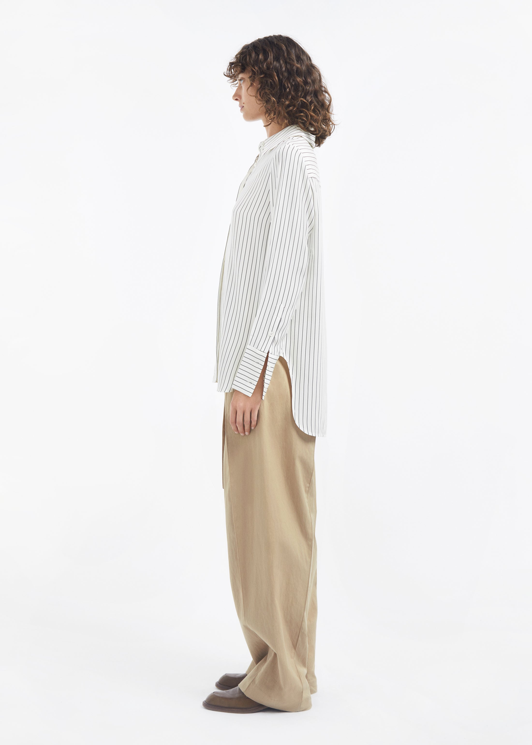 Collared Shirt in Silk - Stripe