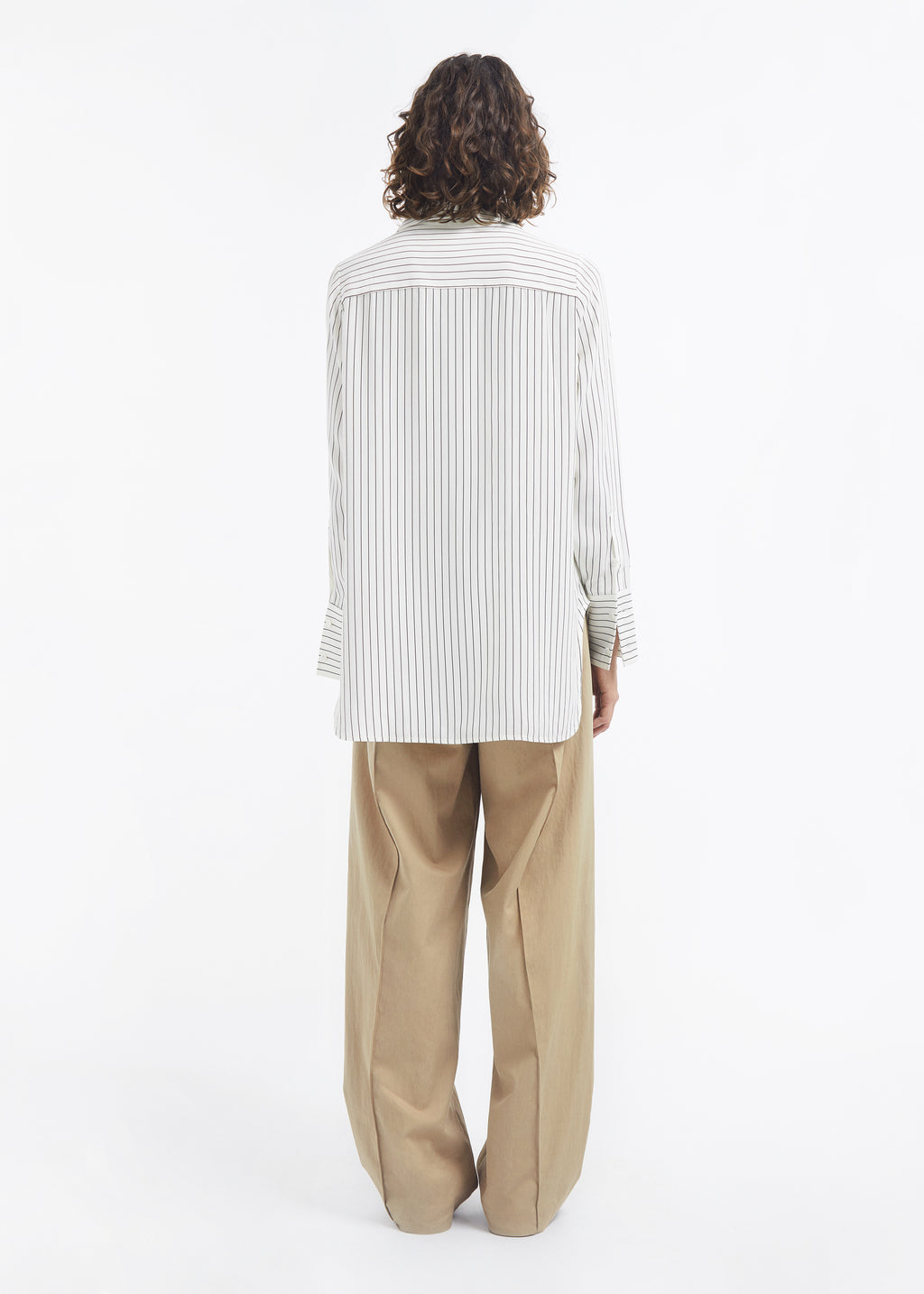 Collared Shirt in Silk - Stripe - CO