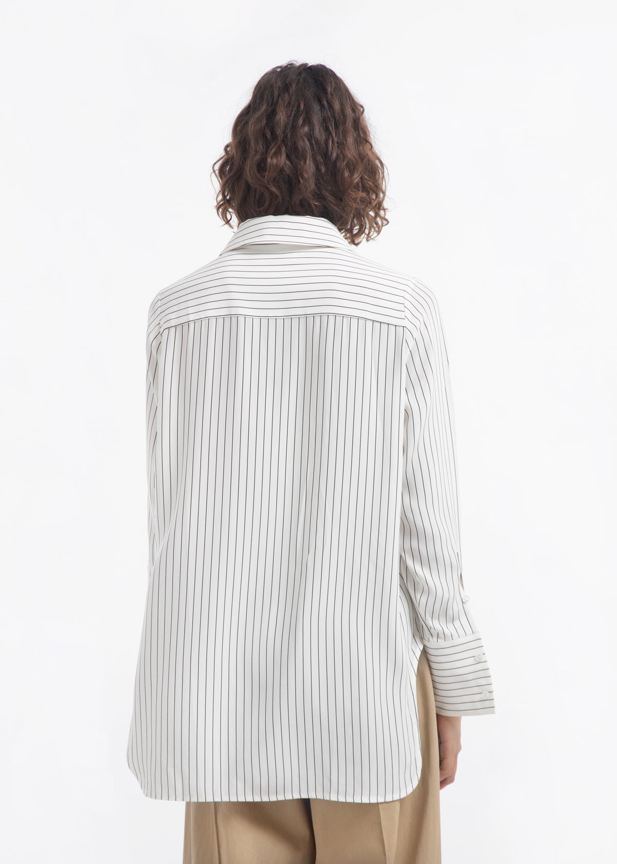 Button Down Shirt in Silk - Stripe, image 3 of 7