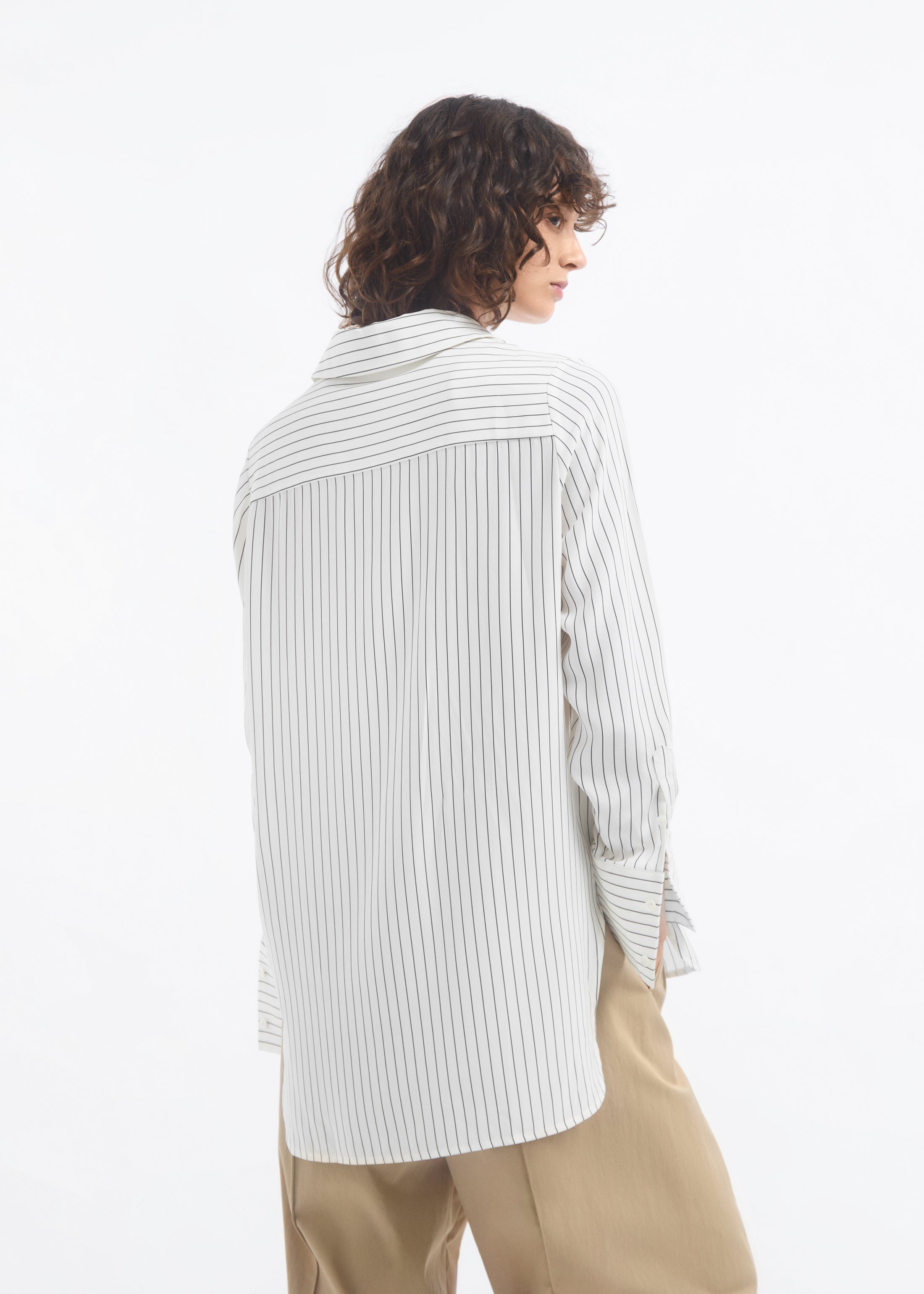 Collared Shirt in Silk - Stripe
